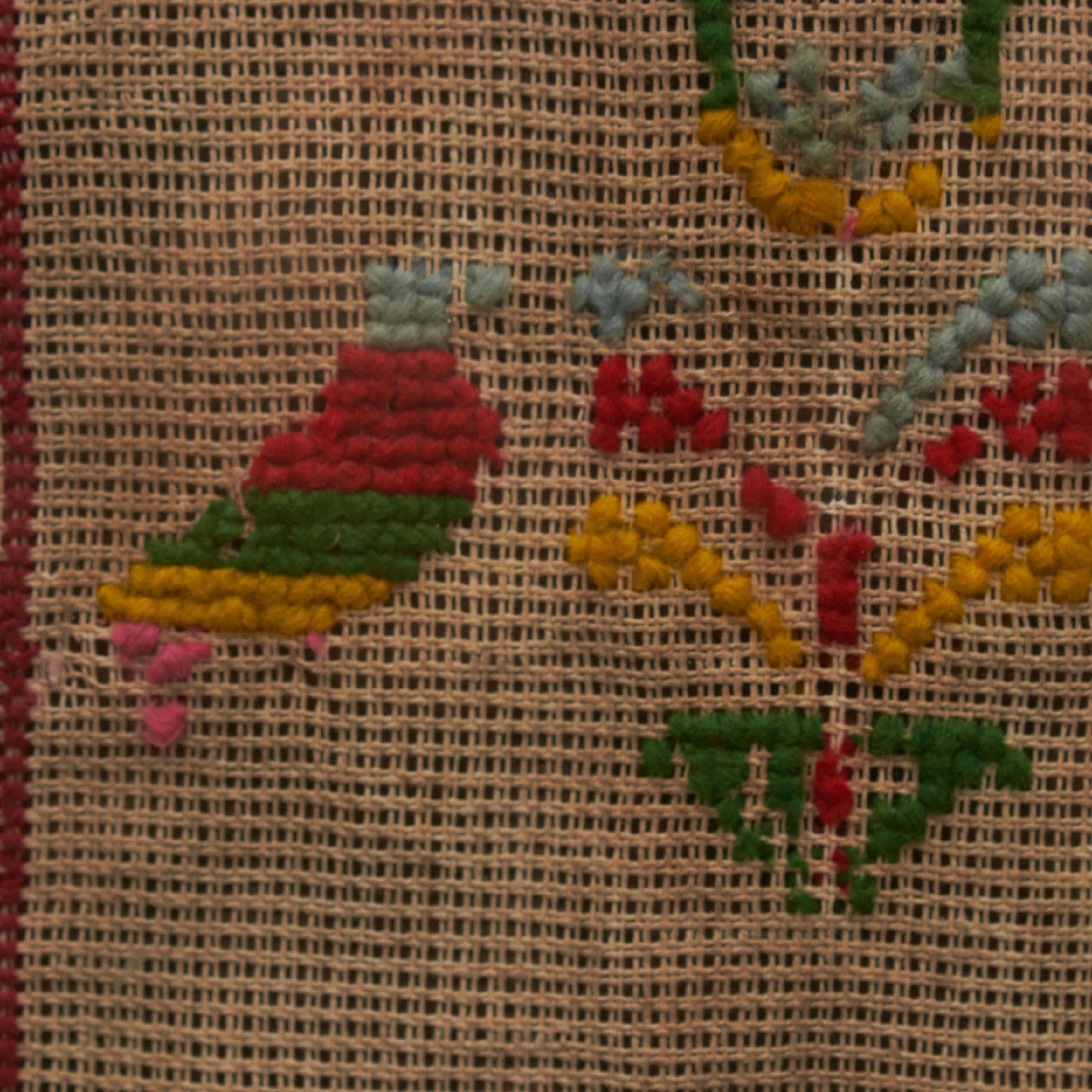 Timeless Elegance: Vintage 20th Century Color Cross-Stitch Sampler For Sale 3