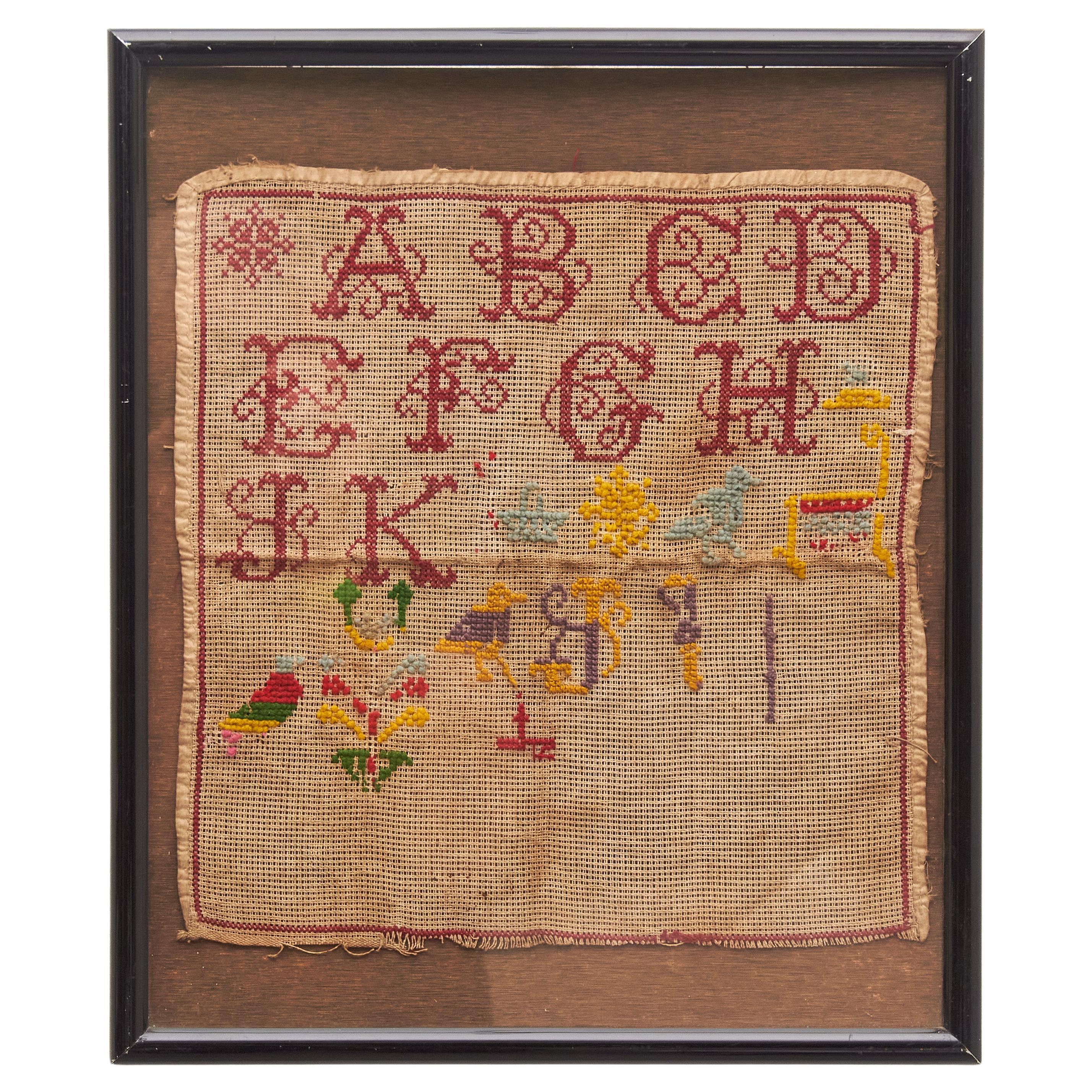 Timeless Elegance: Vintage 20th Century Color Cross-Stitch Sampler