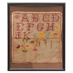 Timeless Elegance: Antique 20th Century Color Cross-Stitch Sampler