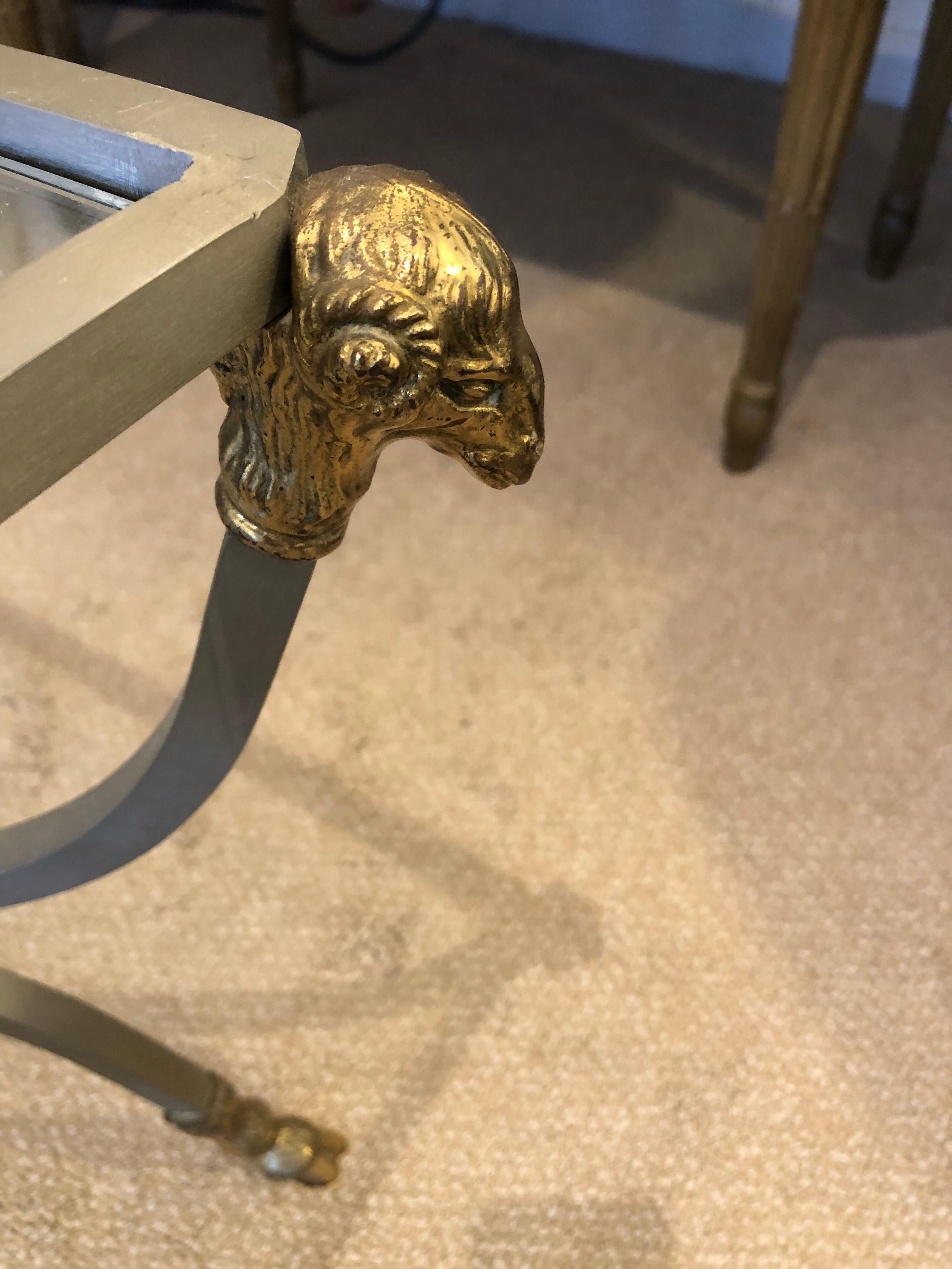 Vintage Maison Jansen Style Steel Brass and Glass Coffee Table 1