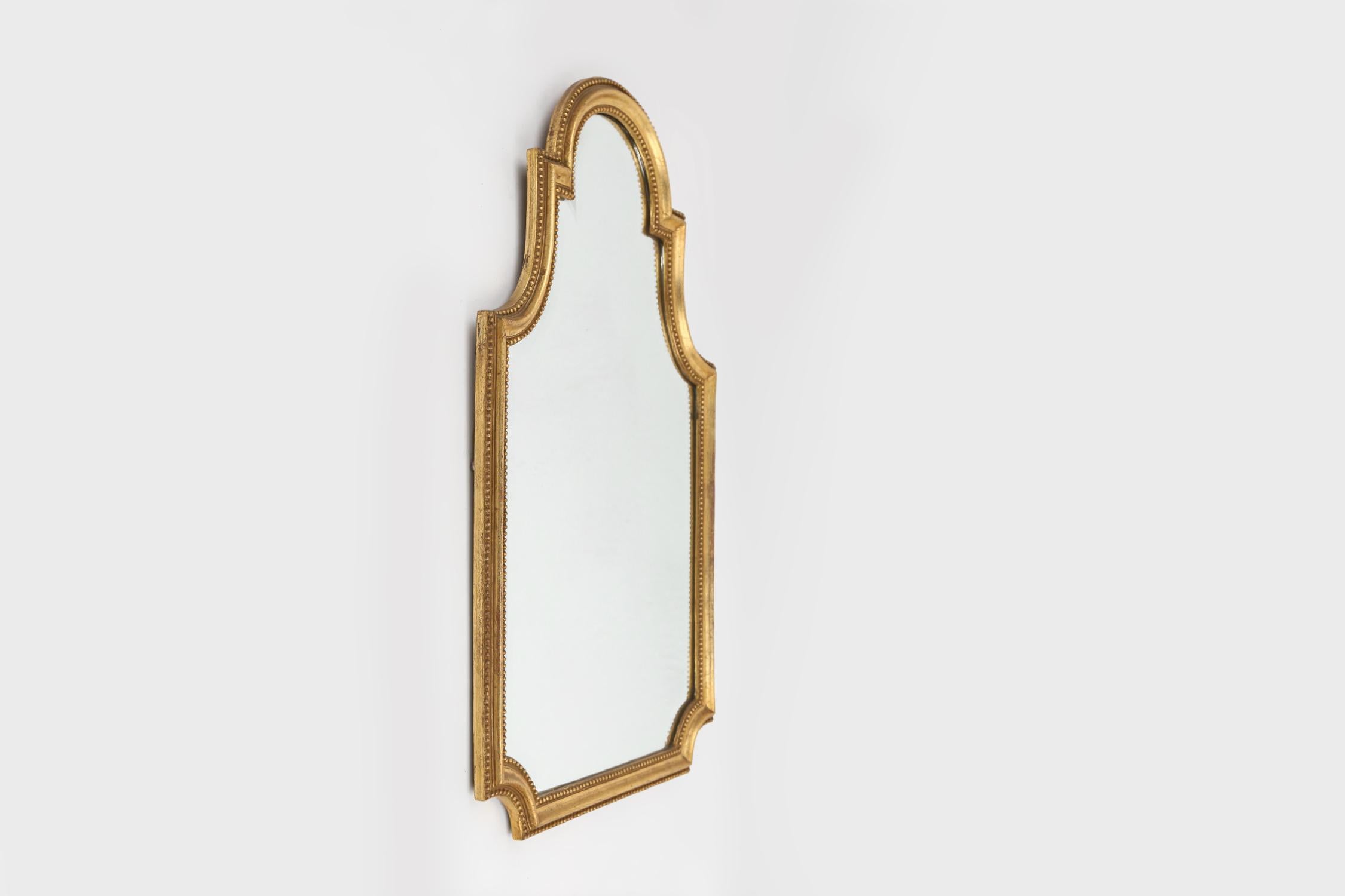 Mid-Century Modern Timeless elegant wall mirror in gilted wood, France 1950s