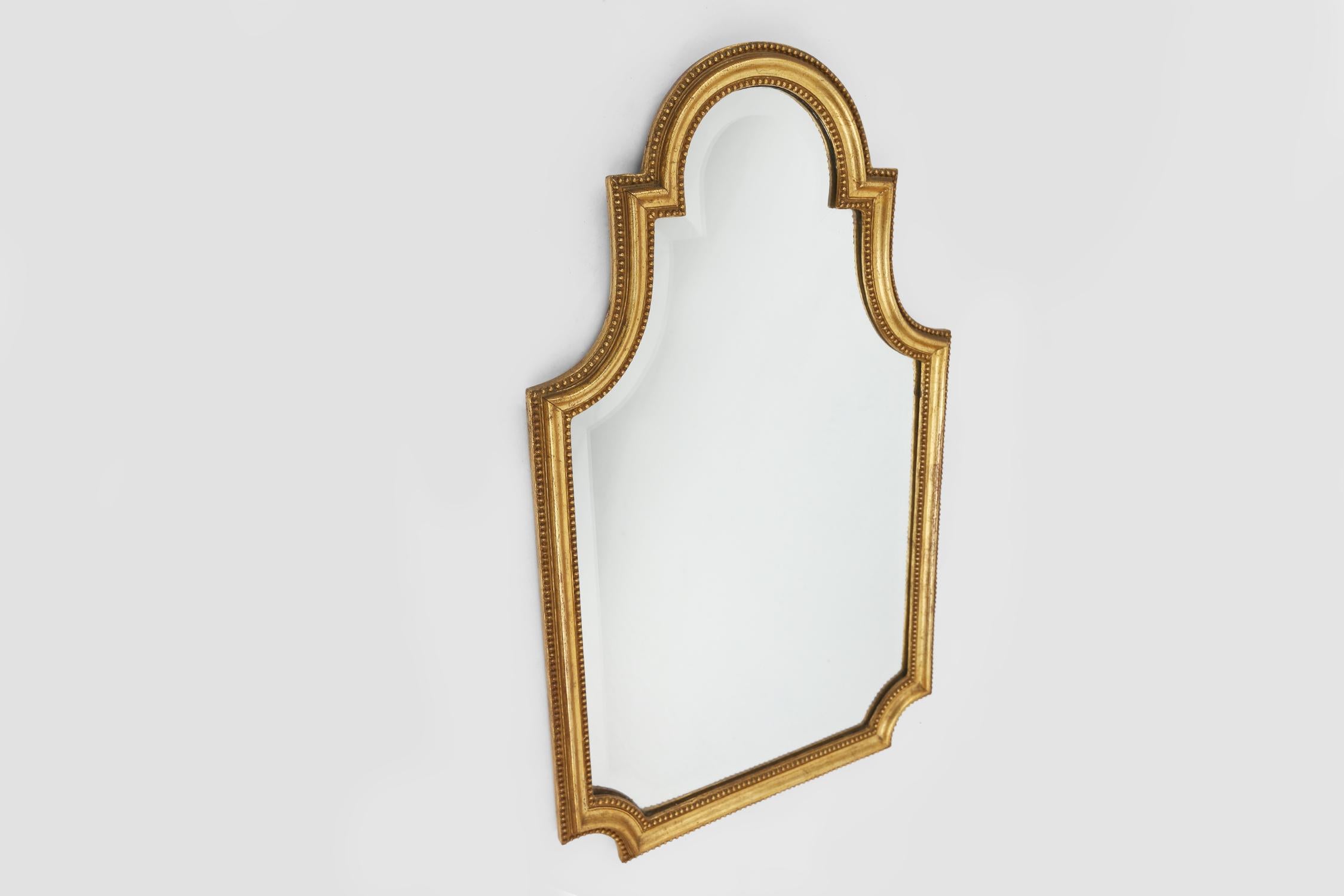 Timeless elegant wall mirror in gilted wood, France 1950s 1