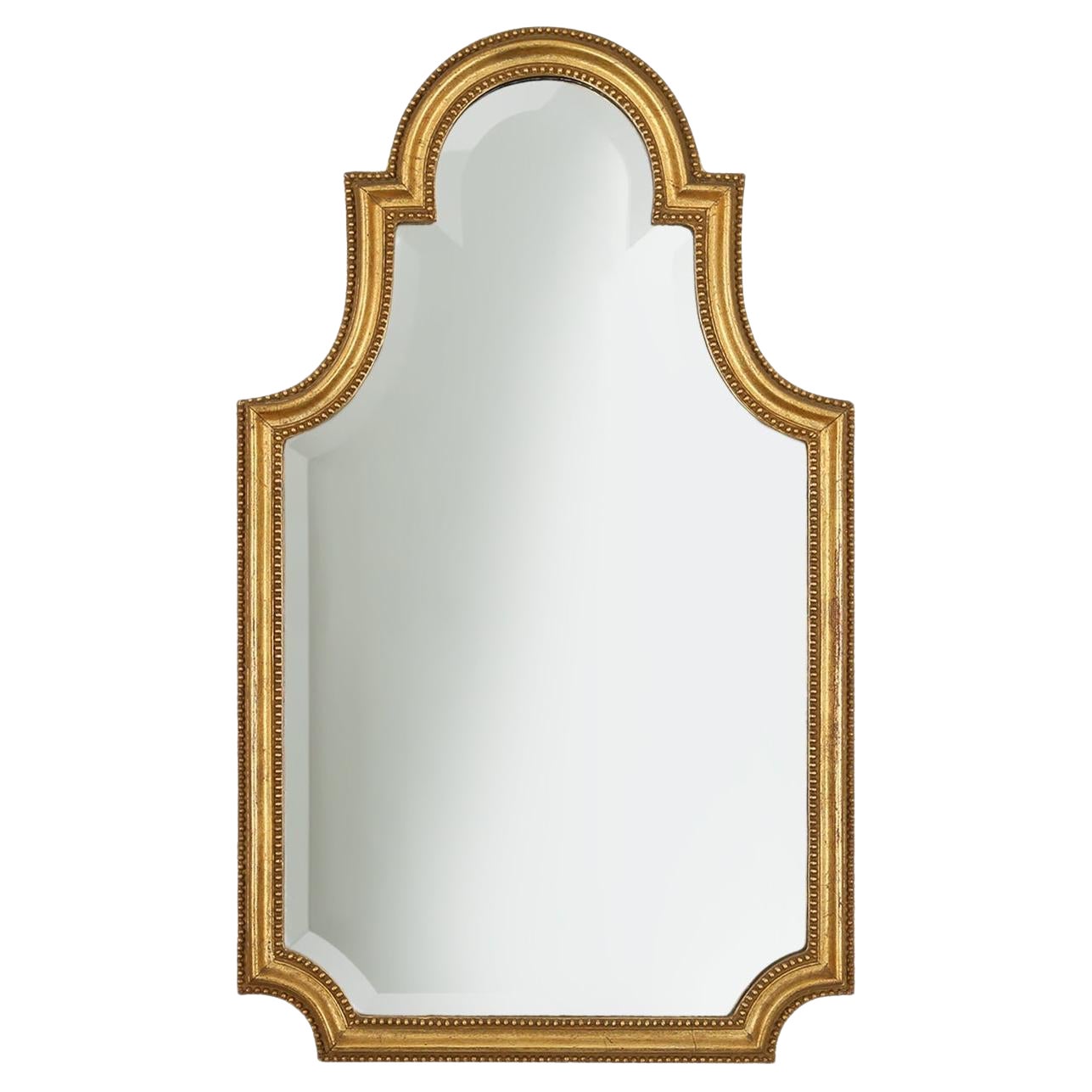 Timeless elegant wall mirror in gilted wood, France 1950s