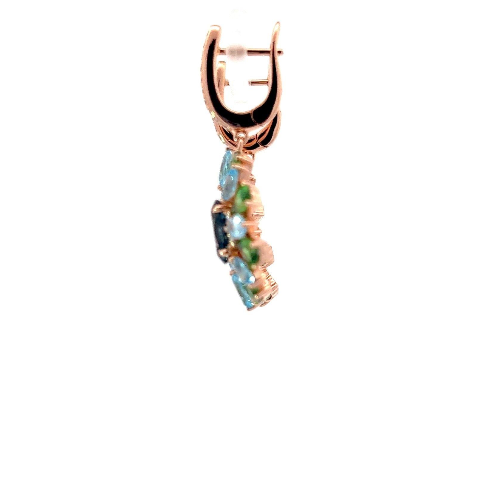 Timeless Smaragde Blau Topas Diamant 18K Rose Gold Exklusive Ohrringe im Zustand „Neu“ im Angebot in Genève, GE