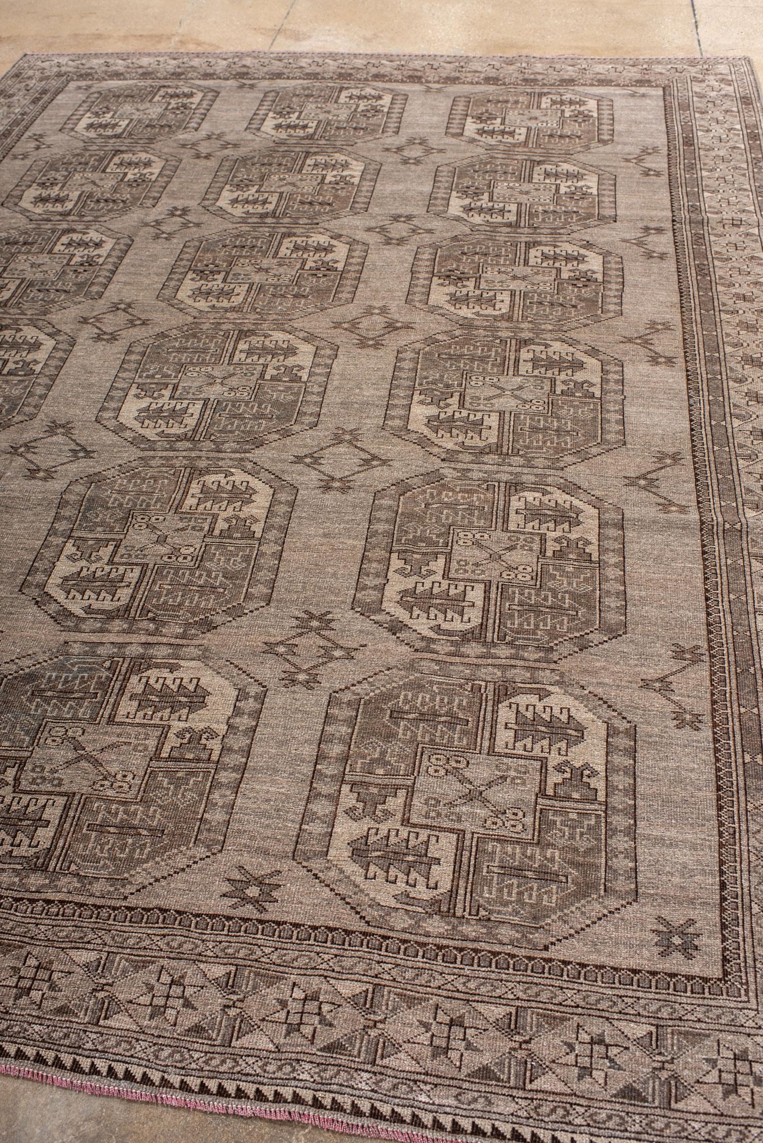 Afghan Tapis afghan Ersari intemporel à motifs bruns en vente