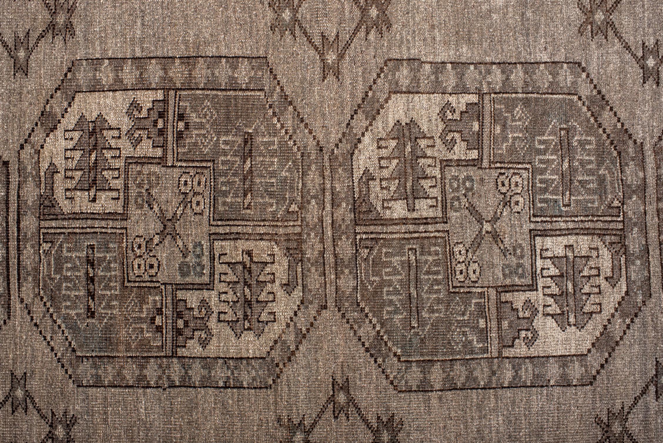 Noué à la main Tapis afghan Ersari intemporel à motifs bruns en vente