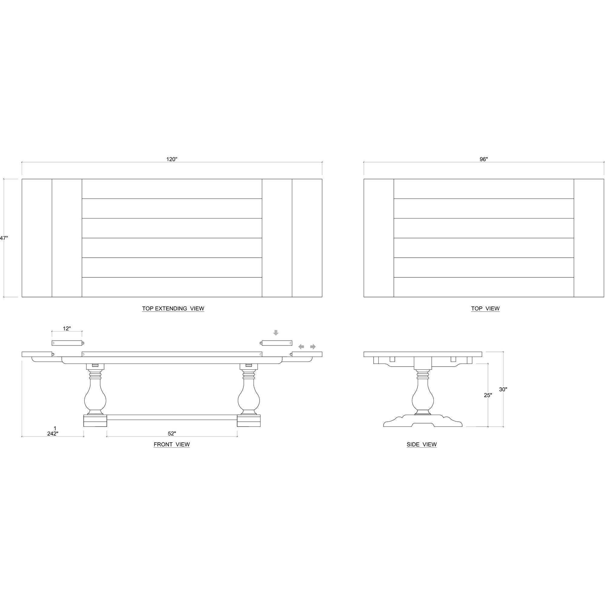 Acajou Table de salle à manger à tréteaux extensible Timeless en vente