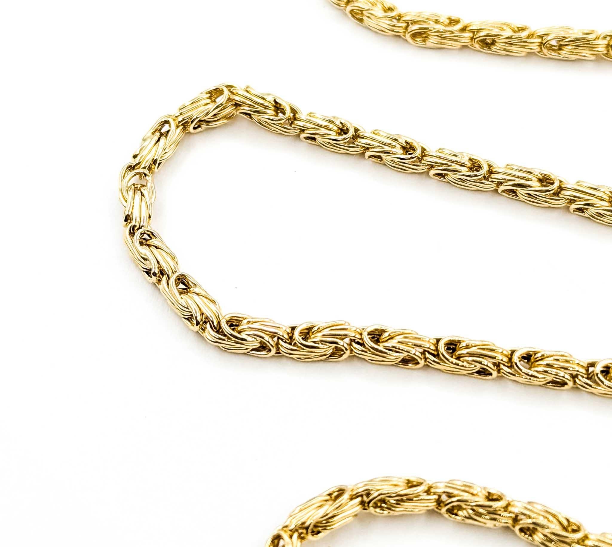 Timeless Fancy Link Necklace in 14k Yellow Gold For Sale 1