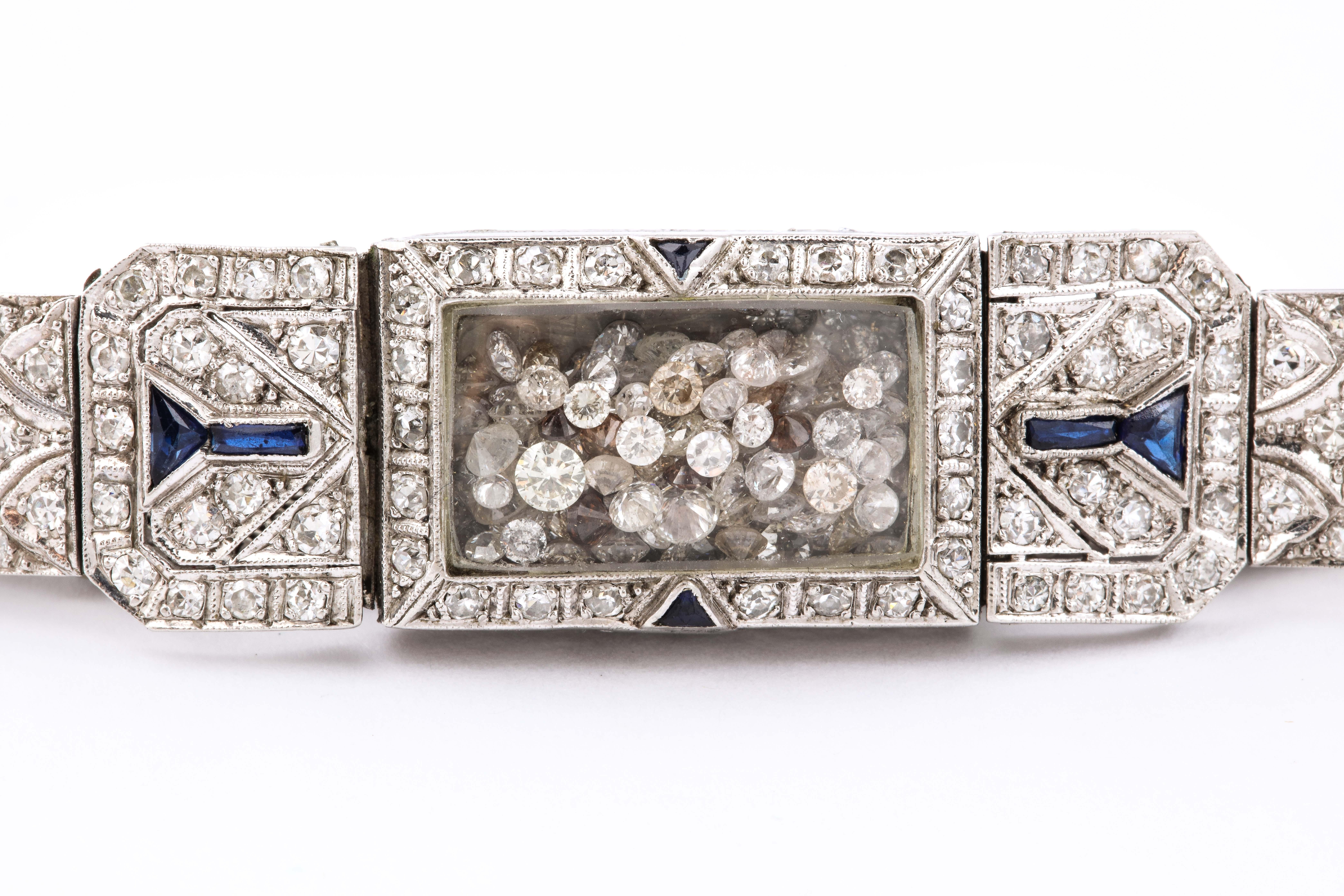 Women's Timeless Flexible Art Deco Bracelet with Floating Diamonds For Sale
