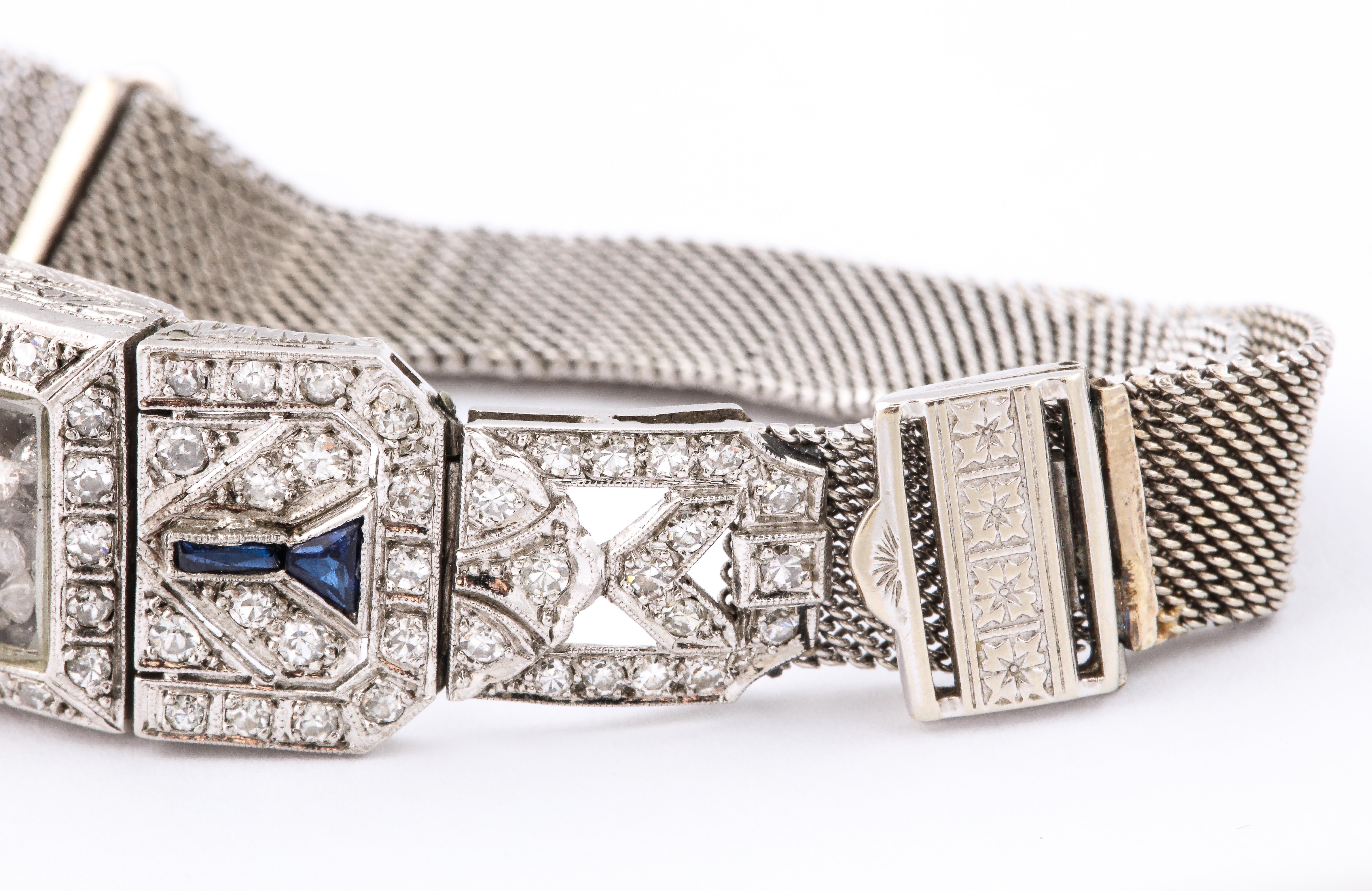 Timeless Flexible Art Deco Bracelet with Floating Diamonds For Sale 2