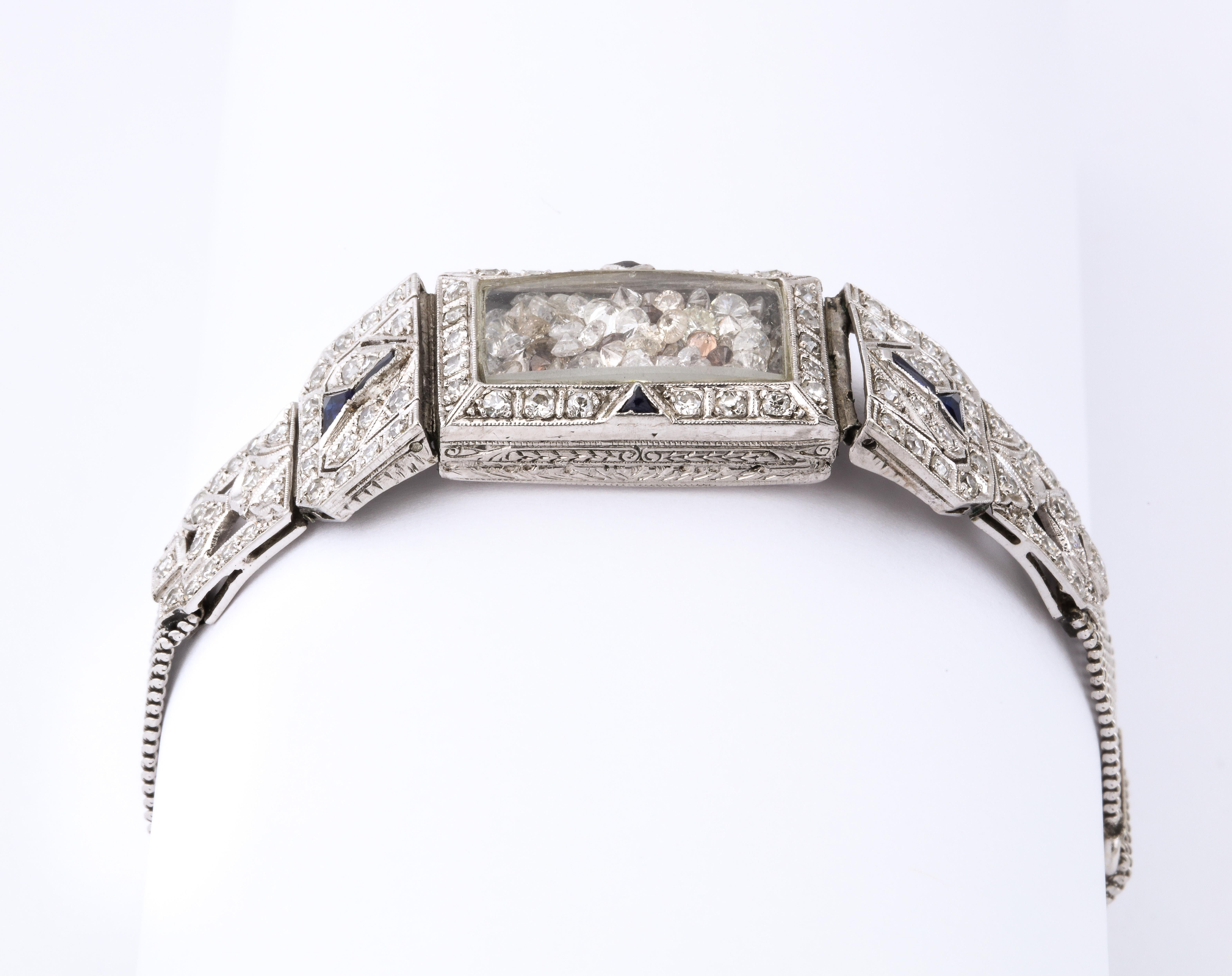 Timeless Flexible Art Deco Bracelet with Floating Diamonds For Sale 4