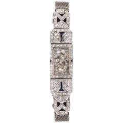 Antique Timeless Flexible Art Deco Bracelet with Floating Diamonds