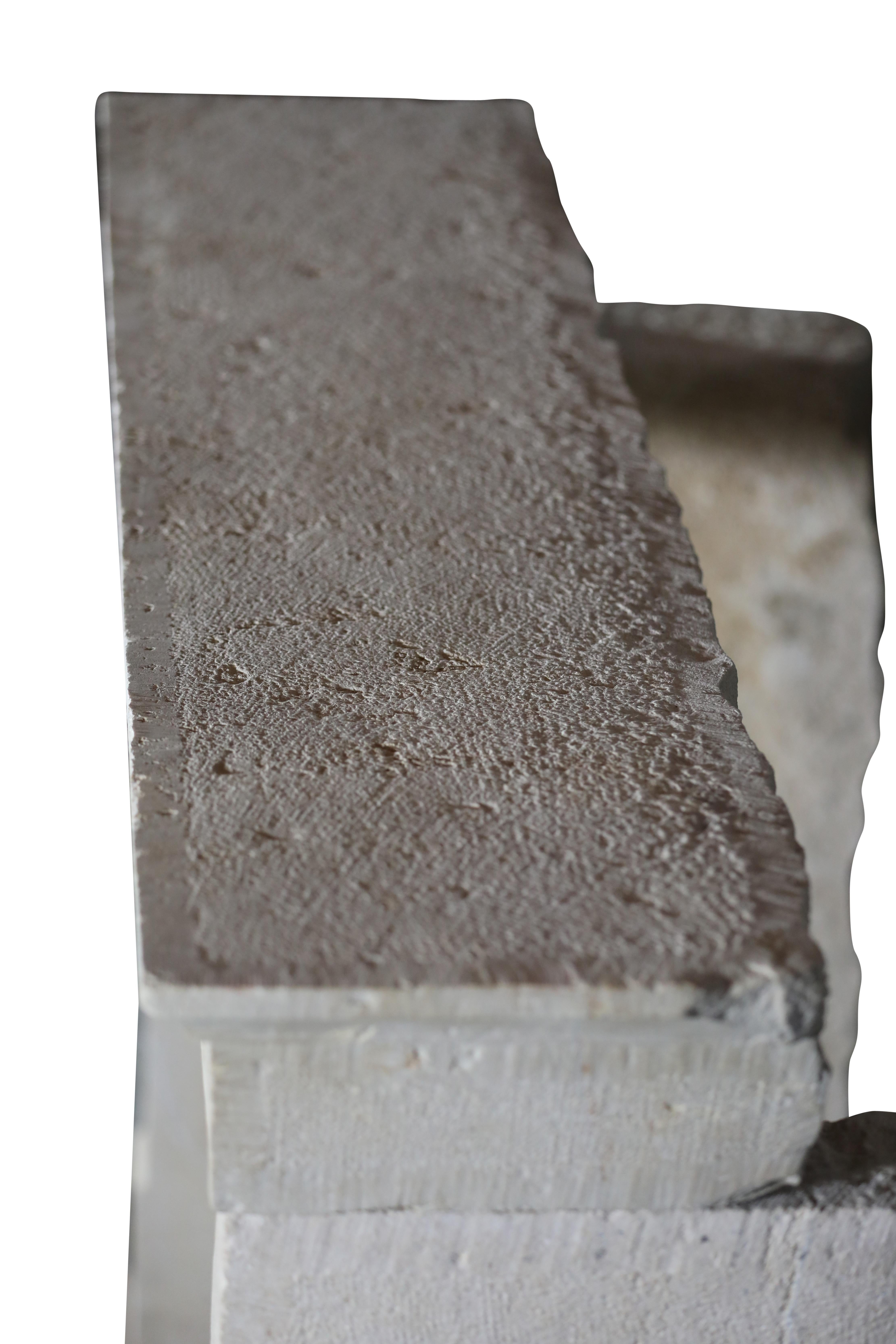 Entourage de cheminée en pierre calcaire de récupération beige intemporel français en vente 5