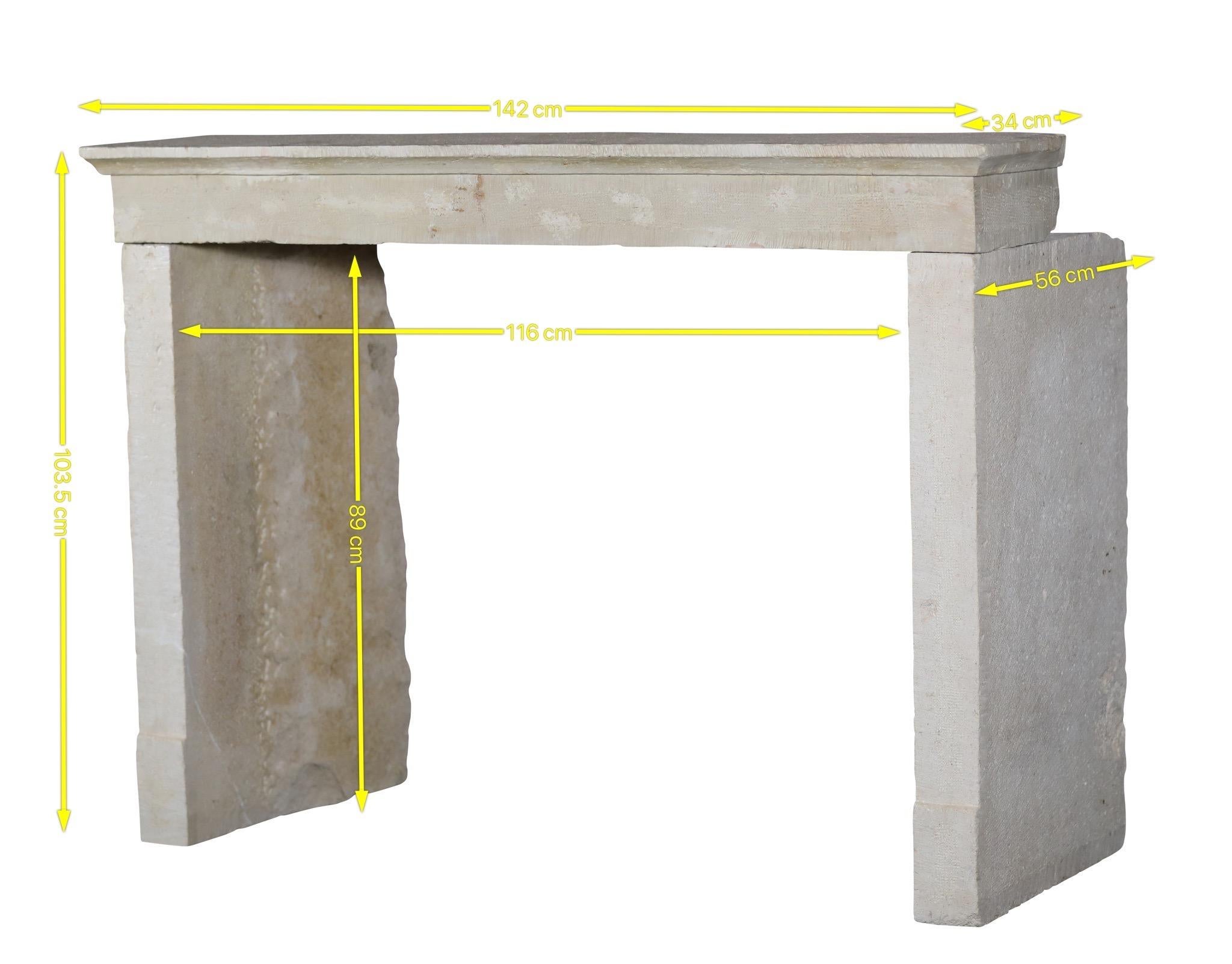 Timeless French Beige Reclaimed Limestone Fireplace Surround For Sale 8