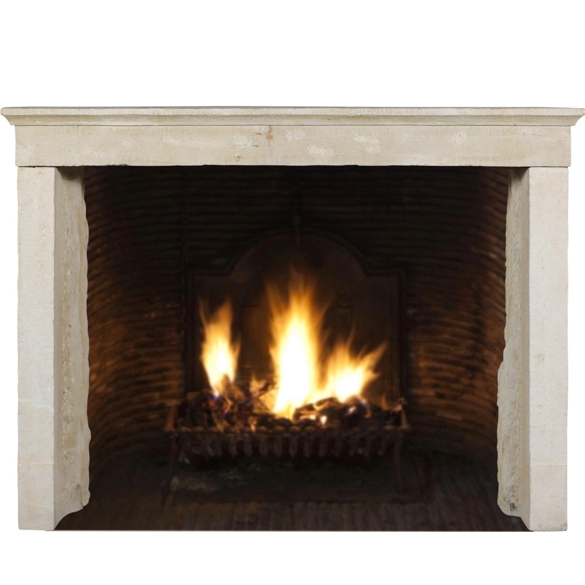 Timeless French Beige Reclaimed Limestone Fireplace Surround For Sale 10