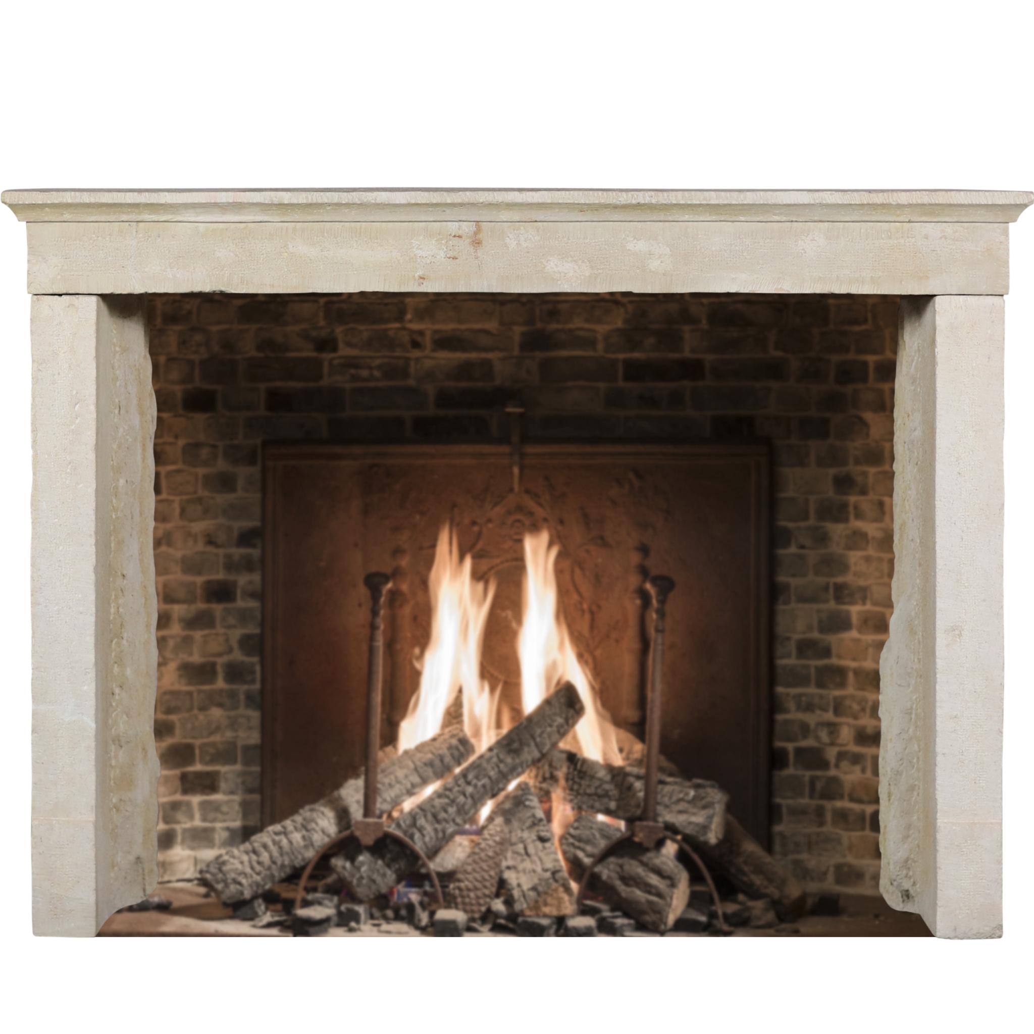 Timeless French Beige Reclaimed Limestone Fireplace Surround For Sale 11