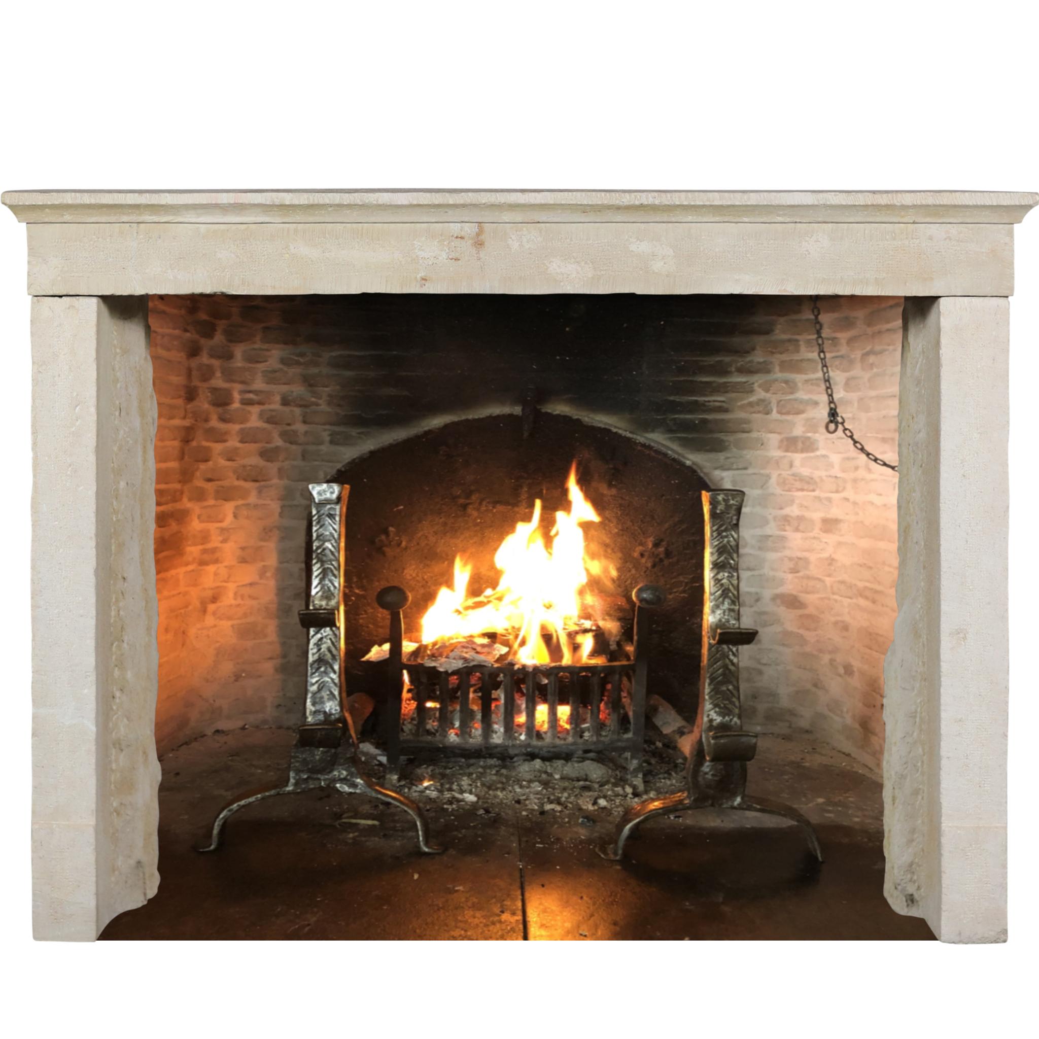 Timeless French Beige Reclaimed Limestone Fireplace Surround For Sale 12