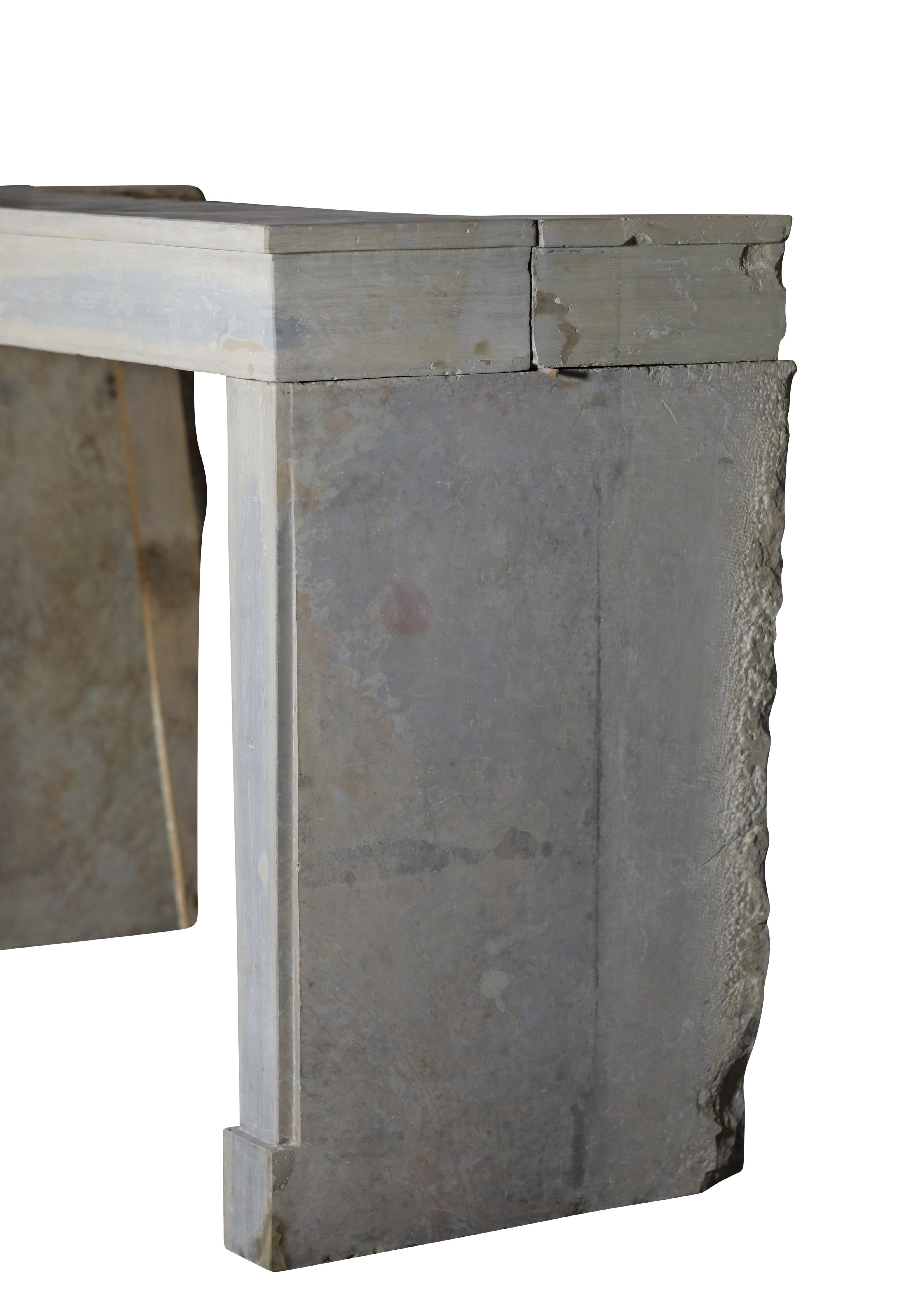 Timeless French Bicolor Limestone Vintage Fireplace Surround 5