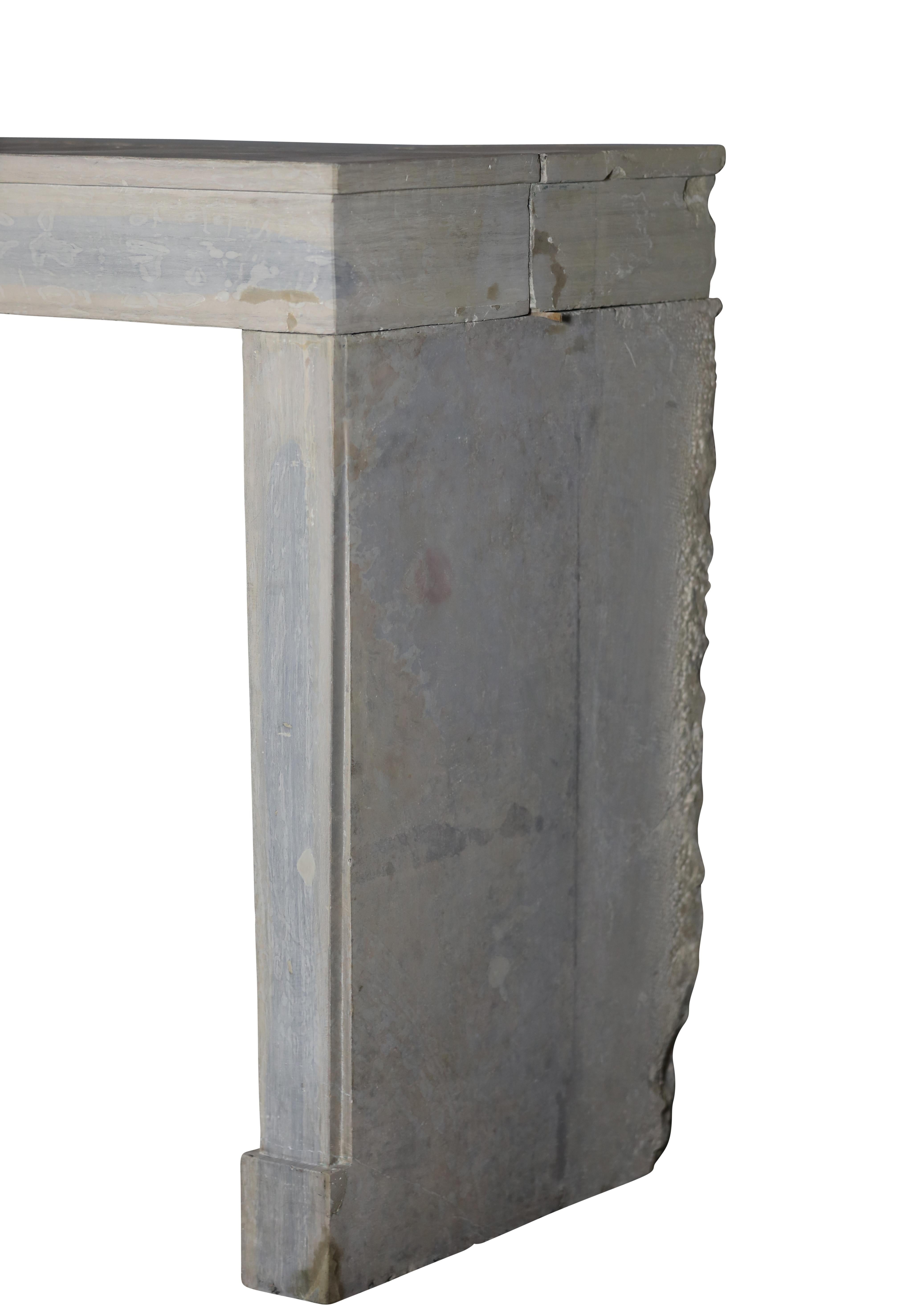 Timeless French Bicolor Limestone Vintage Fireplace Surround 8