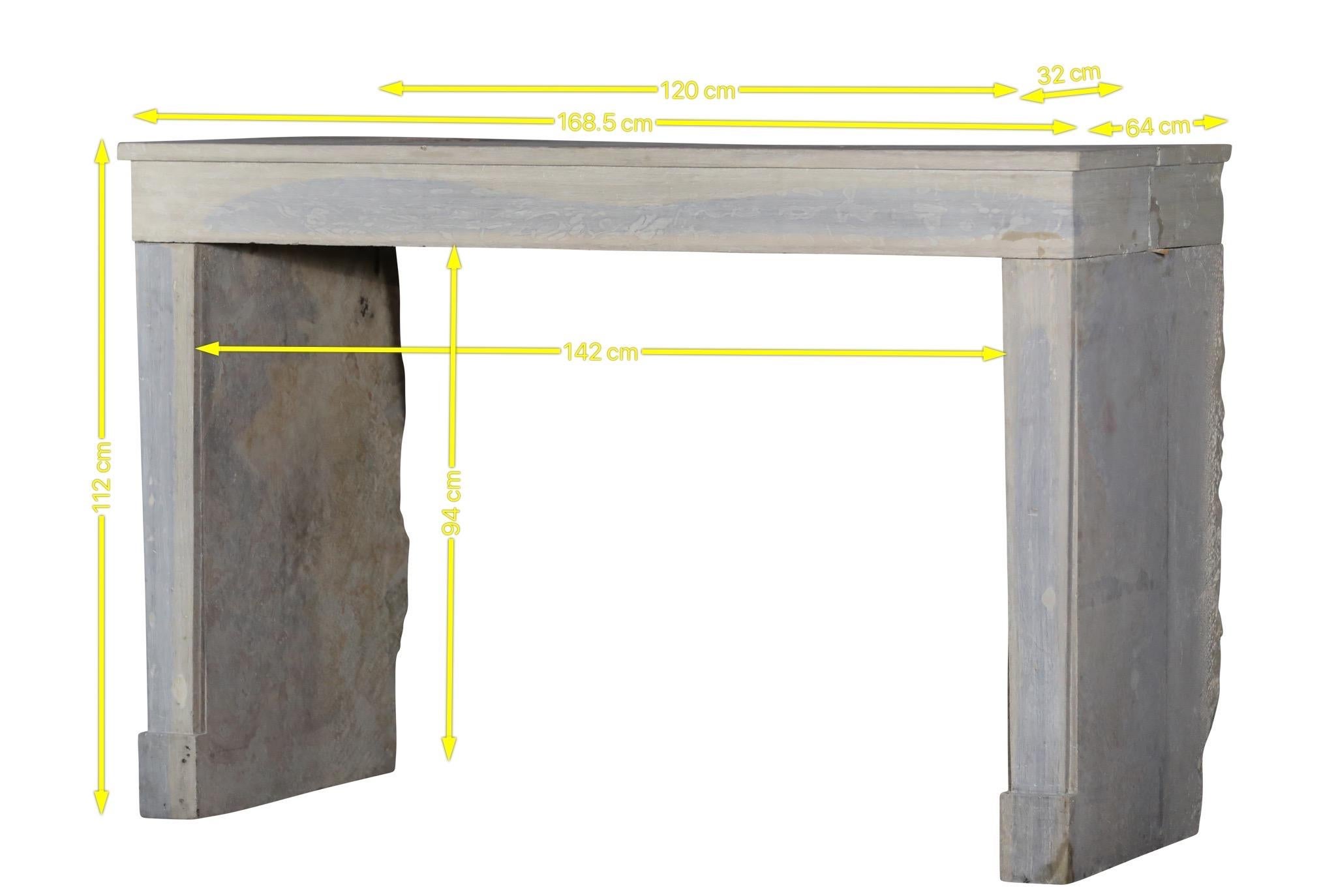 Hand-Carved Timeless French Bicolor Limestone Vintage Fireplace Surround