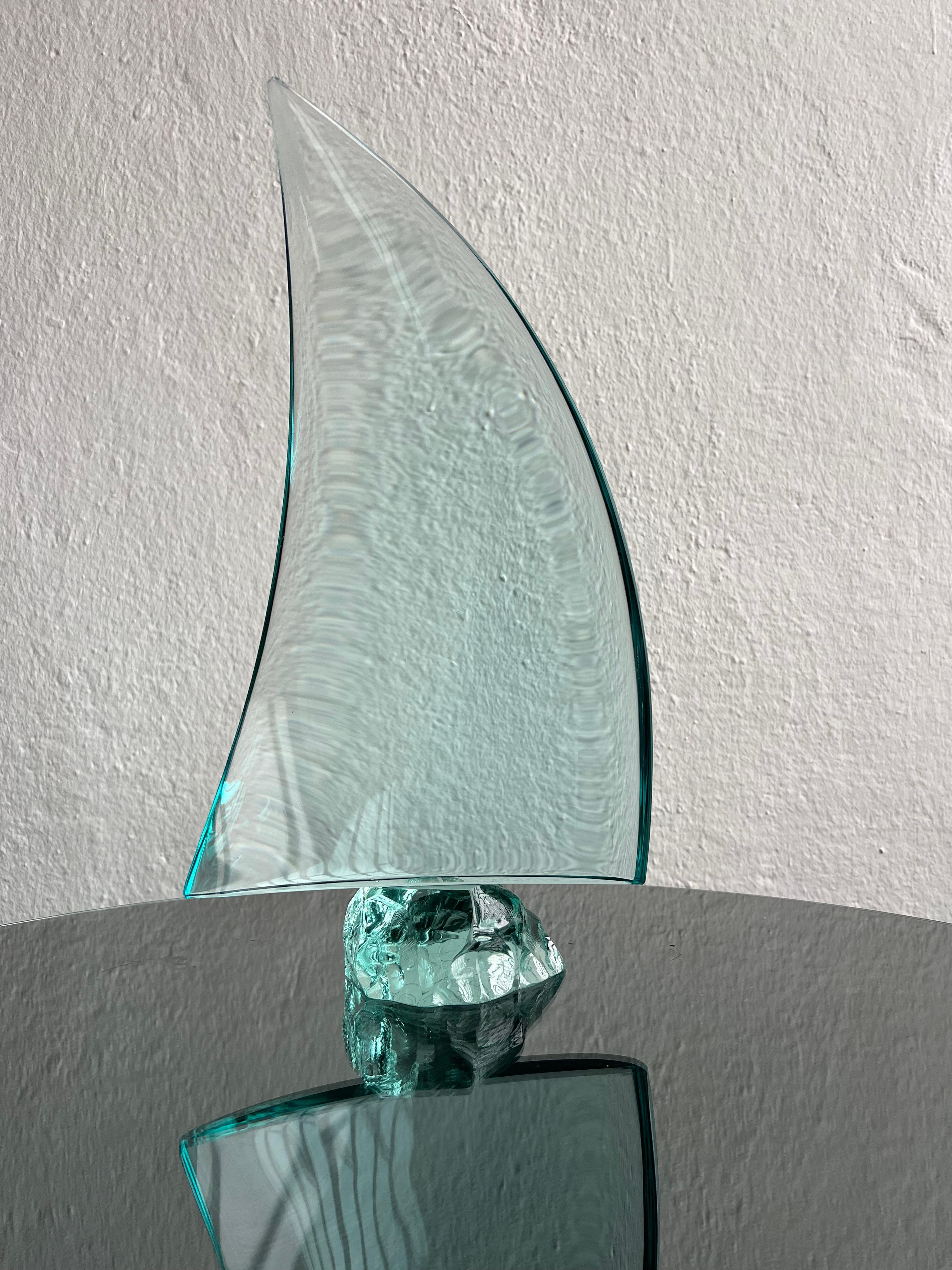 Escultura intemporal de cristal ''Vela'' de Giorgio Berlini, Cristal Arte años 70 en venta 3