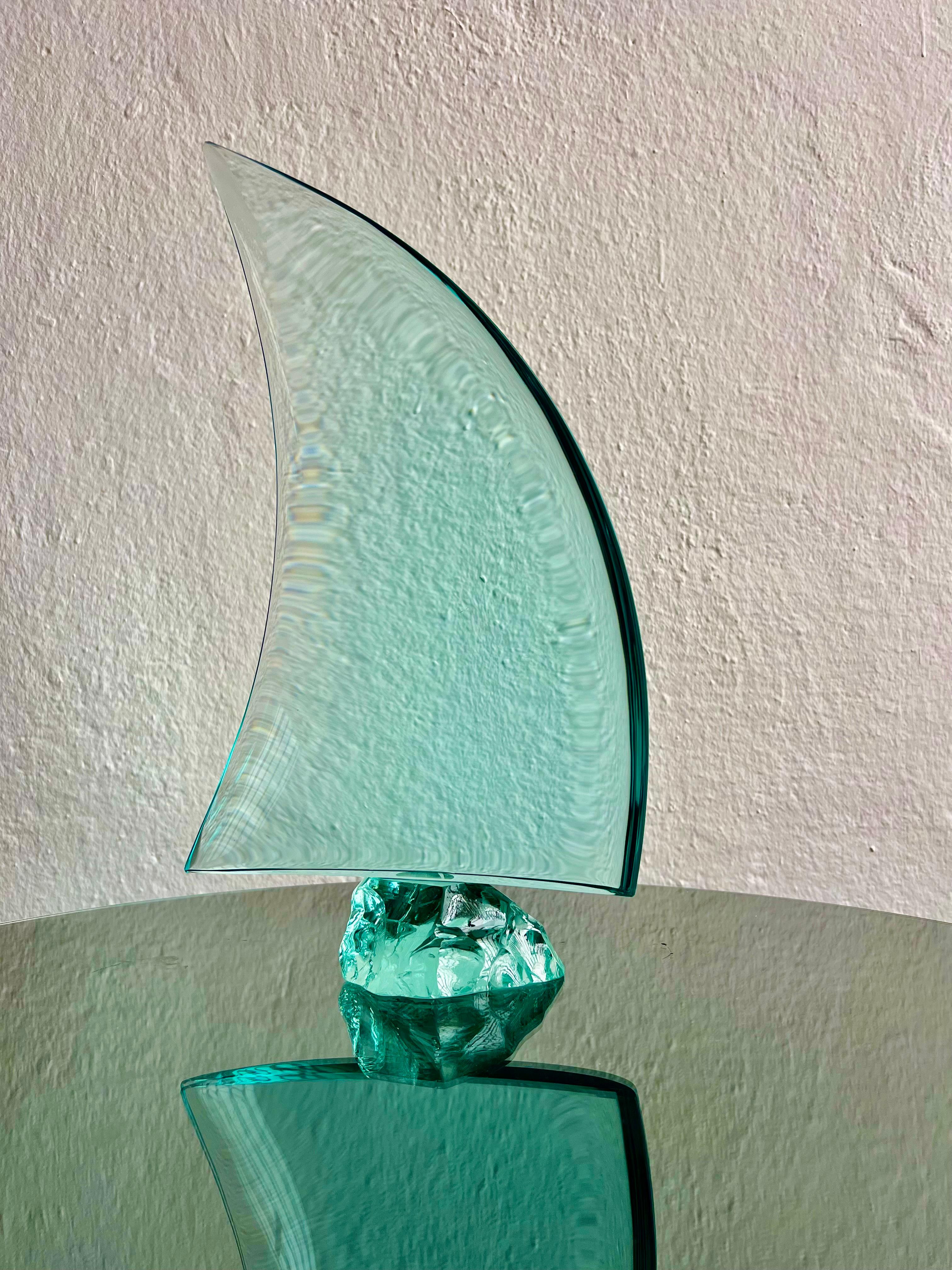 Escultura intemporal de cristal ''Vela'' de Giorgio Berlini, Cristal Arte años 70 en venta 4