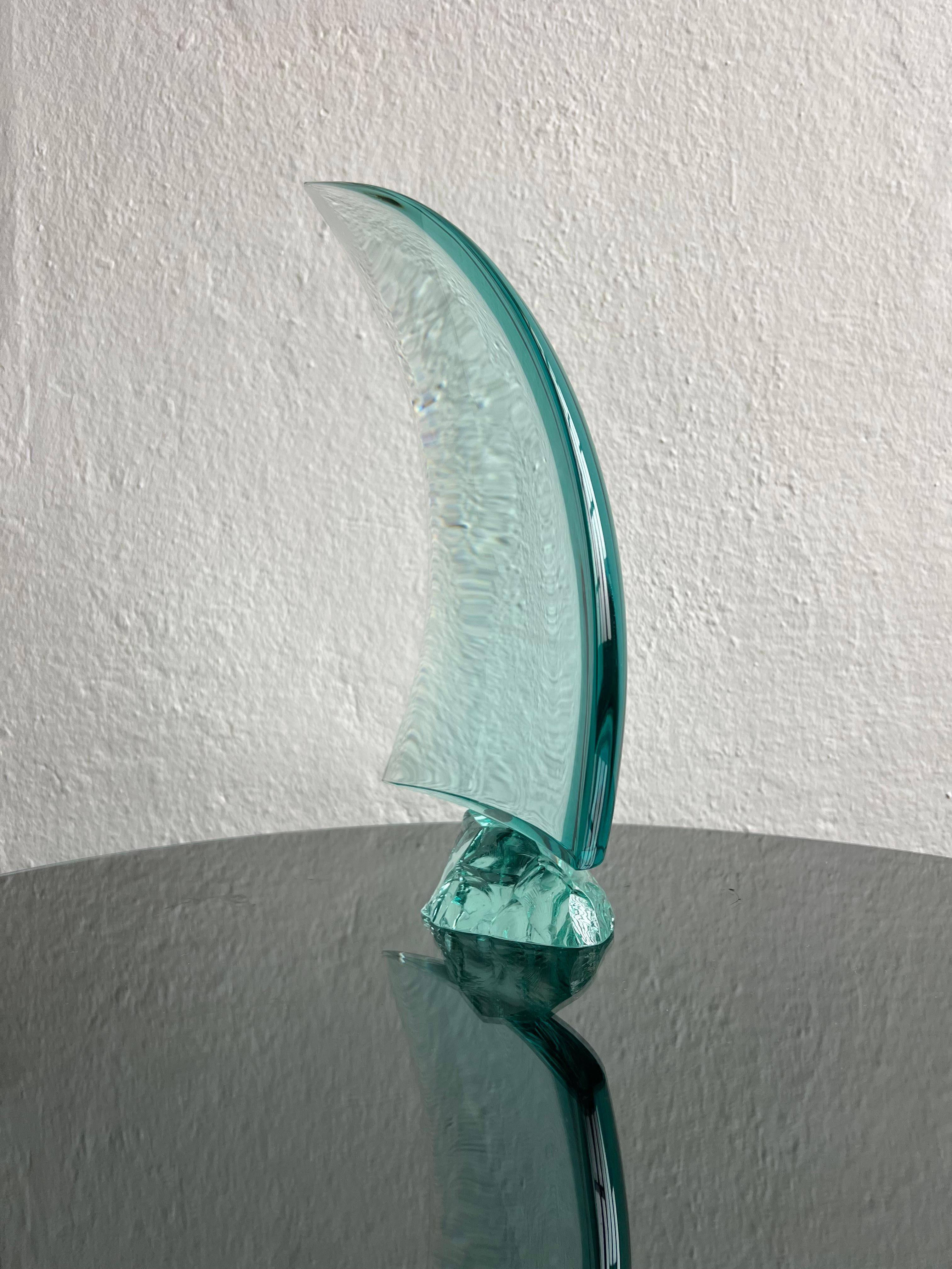 Escultura intemporal de cristal ''Vela'' de Giorgio Berlini, Cristal Arte años 70 en venta 6
