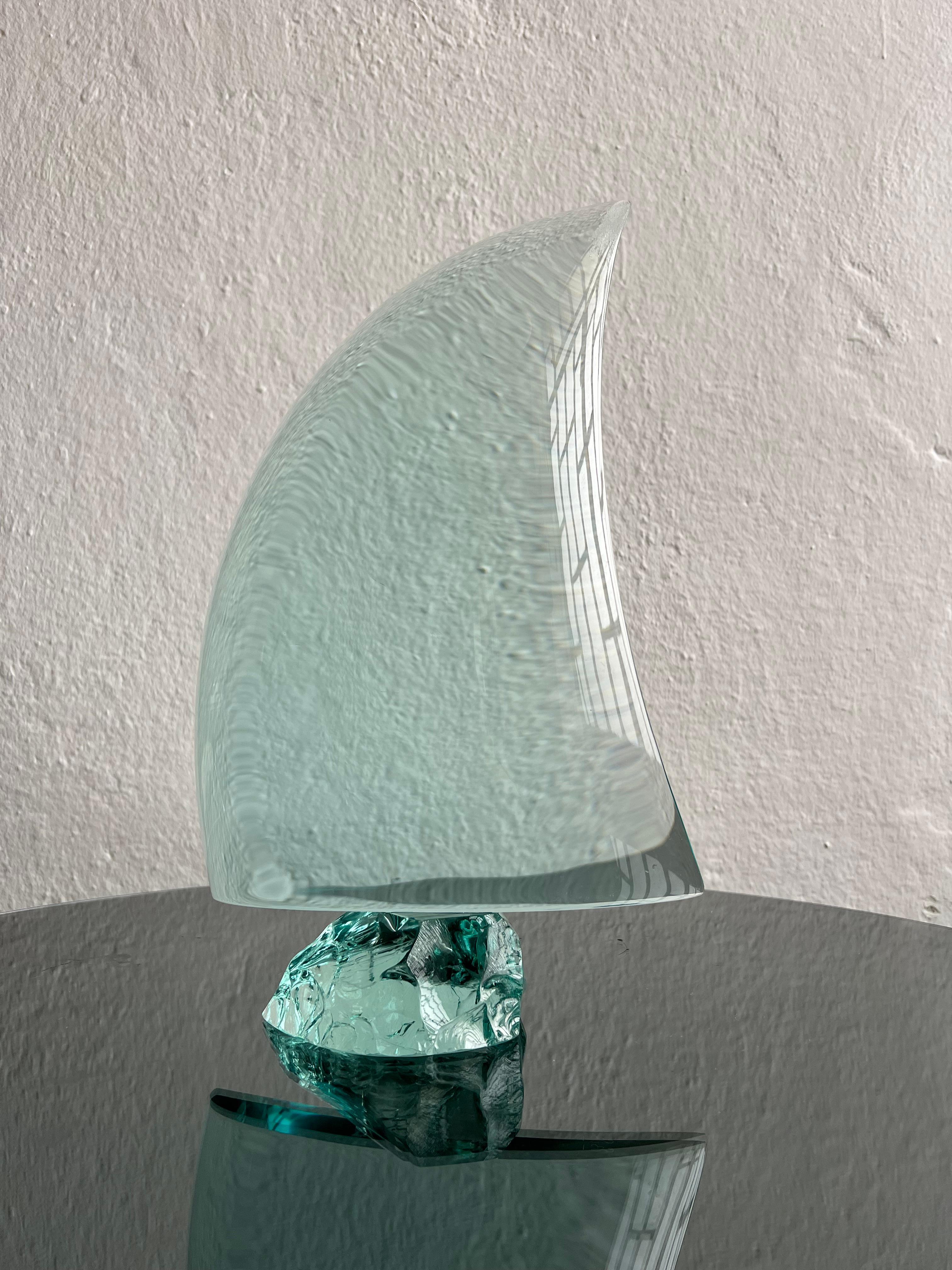 Escultura intemporal de cristal ''Vela'' de Giorgio Berlini, Cristal Arte años 70 Moderno de mediados de siglo en venta