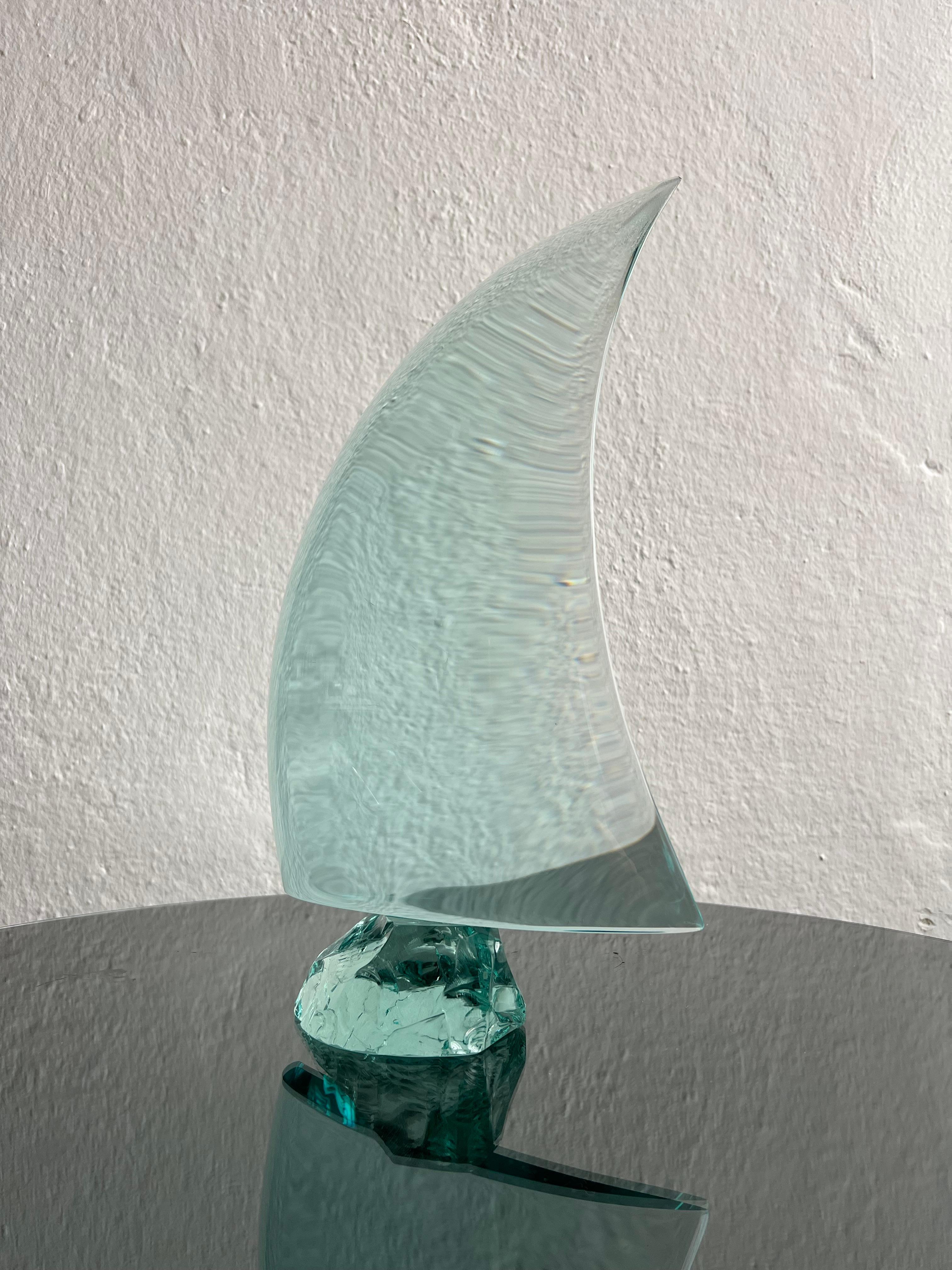 Escultura intemporal de cristal ''Vela'' de Giorgio Berlini, Cristal Arte años 70 Italiano en venta