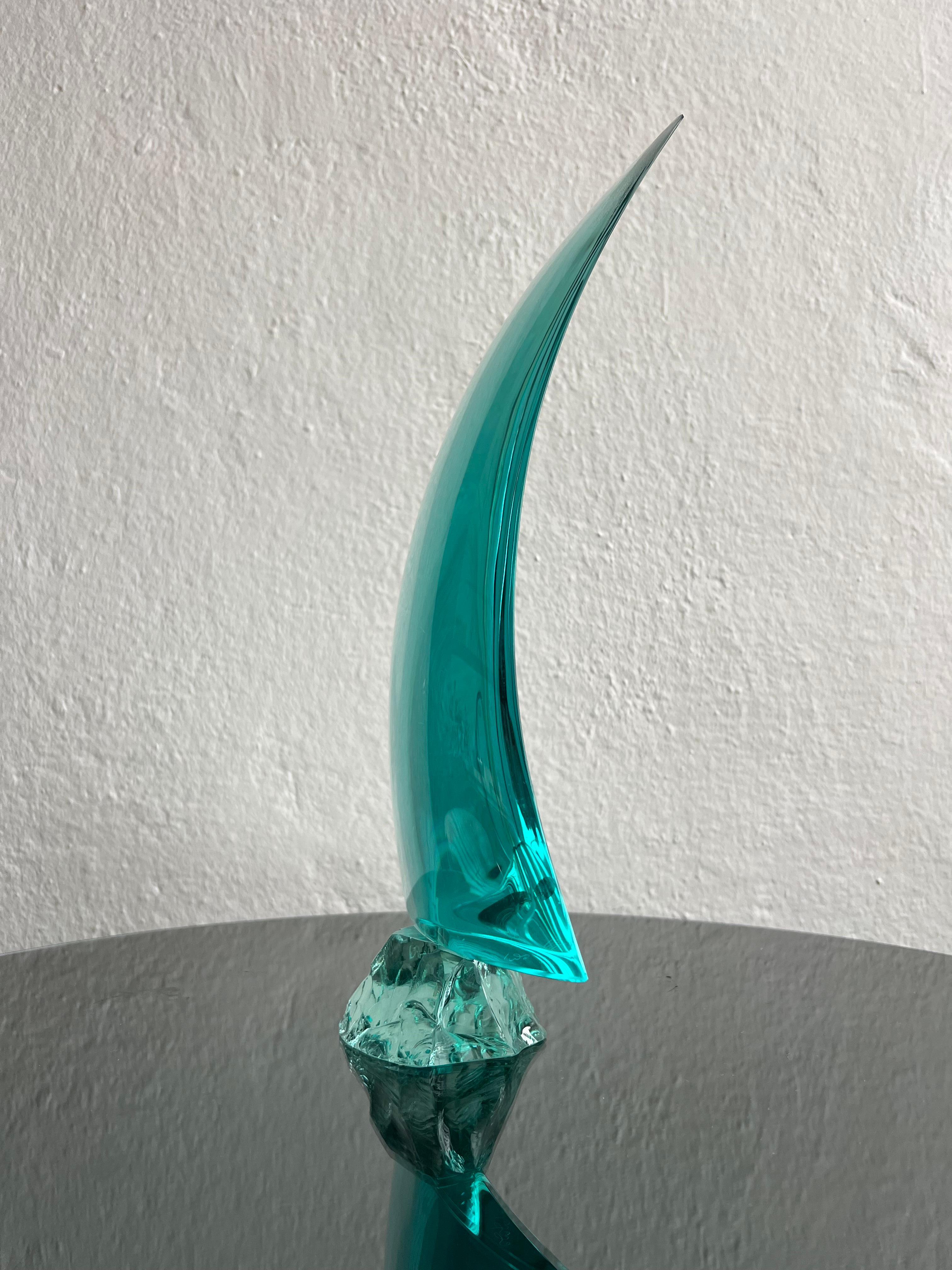Escultura intemporal de cristal ''Vela'' de Giorgio Berlini, Cristal Arte años 70 finales del siglo XX en venta
