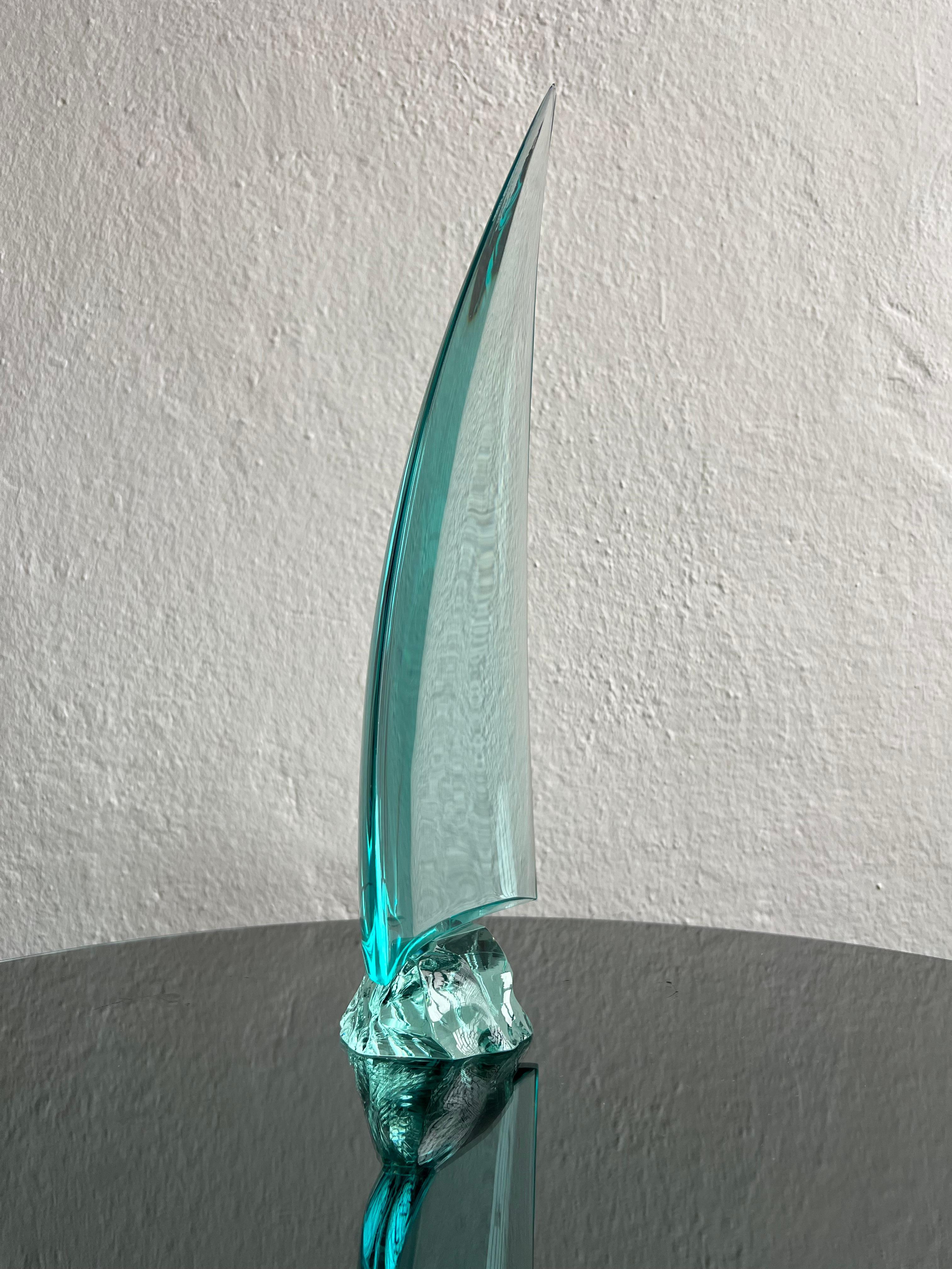 Escultura intemporal de cristal ''Vela'' de Giorgio Berlini, Cristal Arte años 70 en venta 1