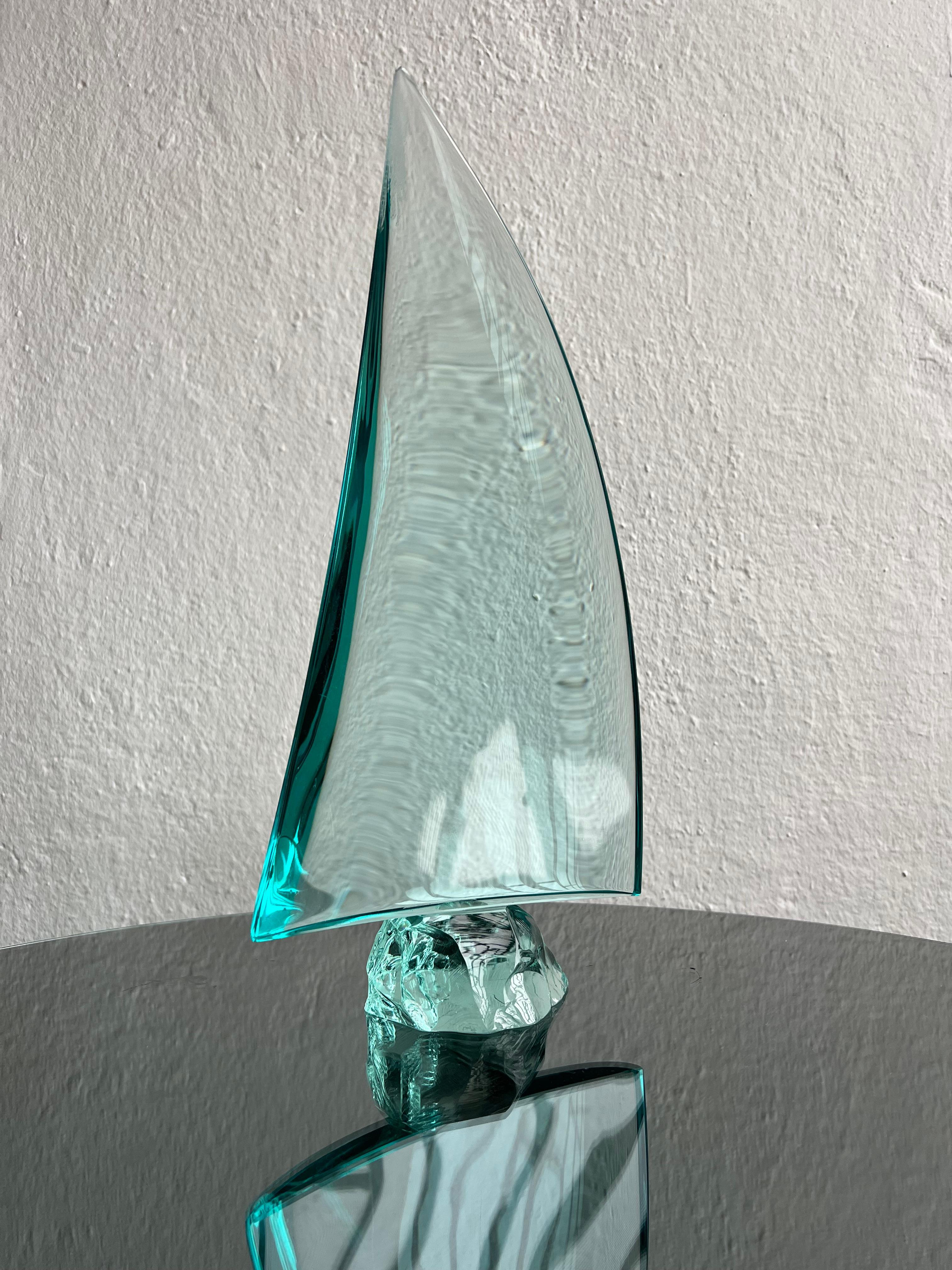 Escultura intemporal de cristal ''Vela'' de Giorgio Berlini, Cristal Arte años 70 en venta 2