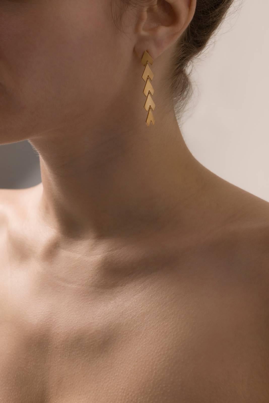 Timeless Gold-Plated Brass Arrow Shaped Greek Drop Earrings 2