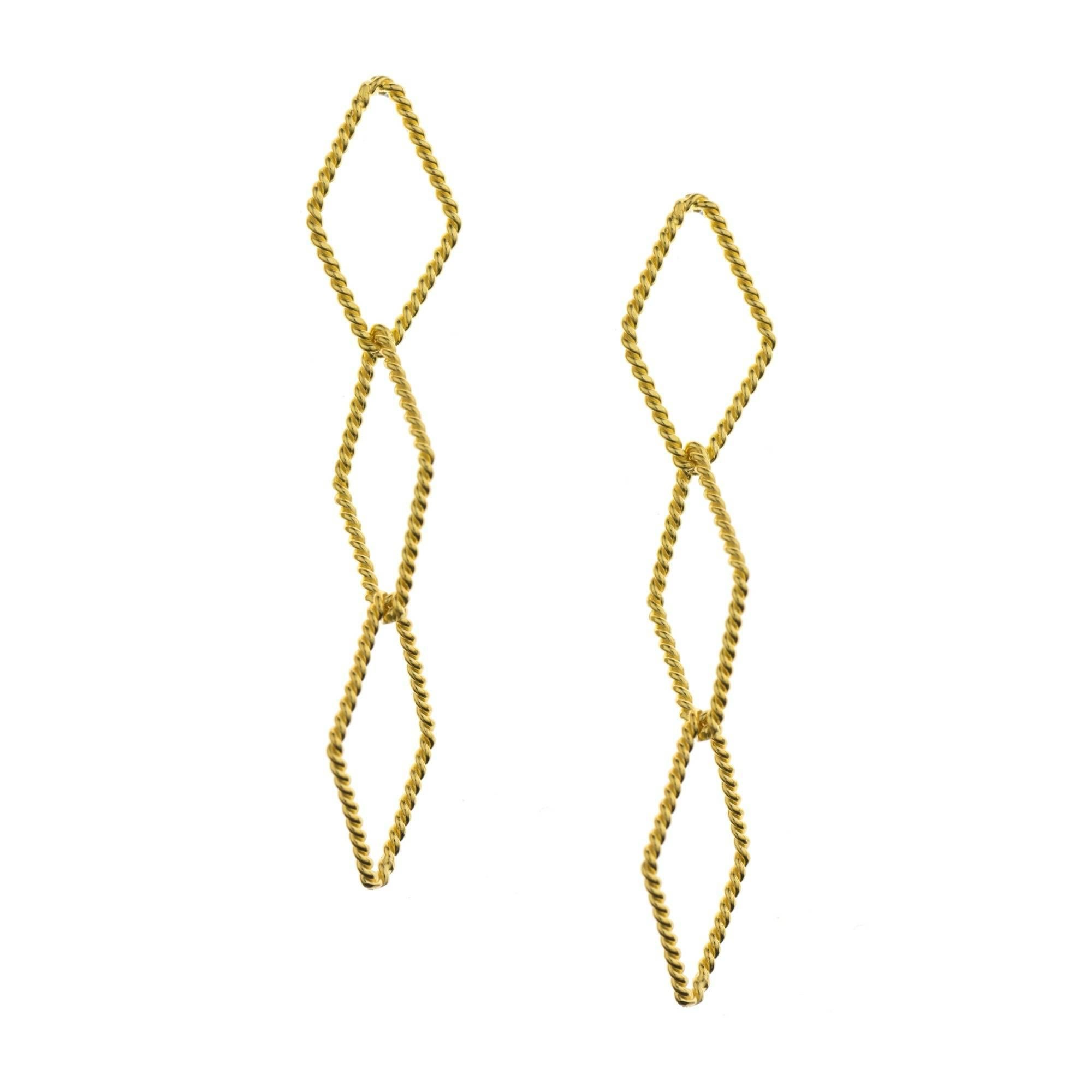 Timeless Gold-Plated Brass Arrow Shaped Greek Drop Earrings