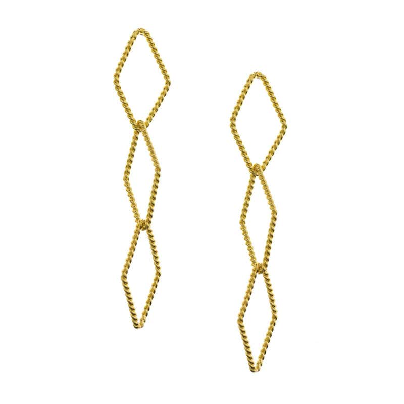 Timeless Gold Plated Brass Teardrop Shaped Motif Greek Drop Earrings ...