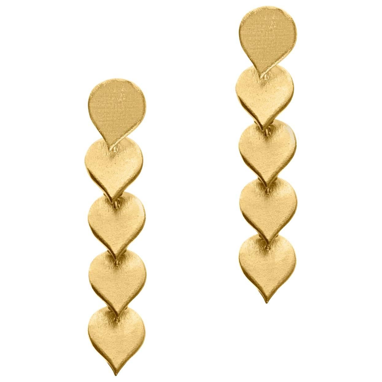 Timeless Gold-Plated Brass Teardrop Shaped Motif Greek Drop Earrings