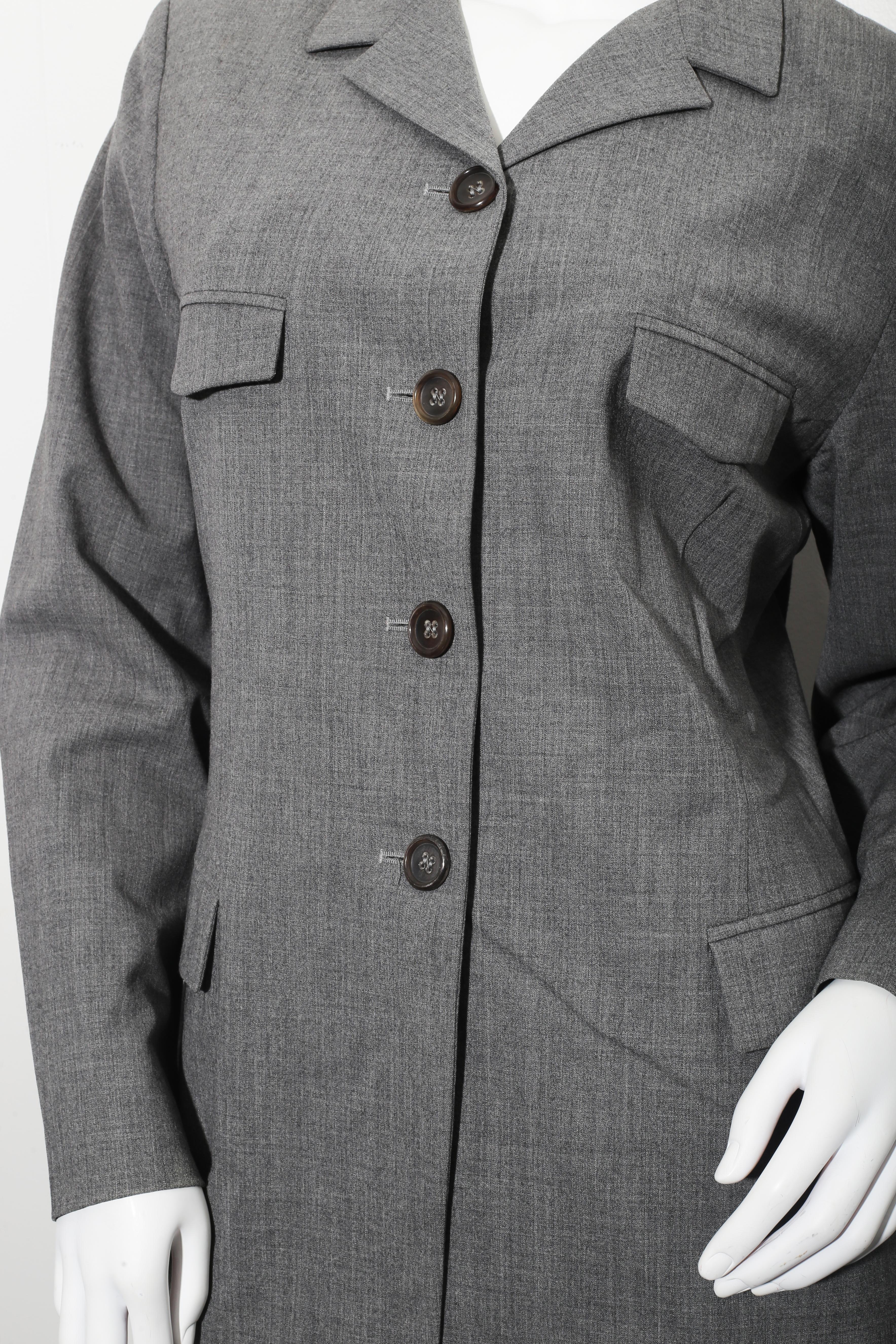 Timeless Grey Jil Sander Arbeitsanzug aus gefrorener Wolle Größe 40  (Grau) im Angebot