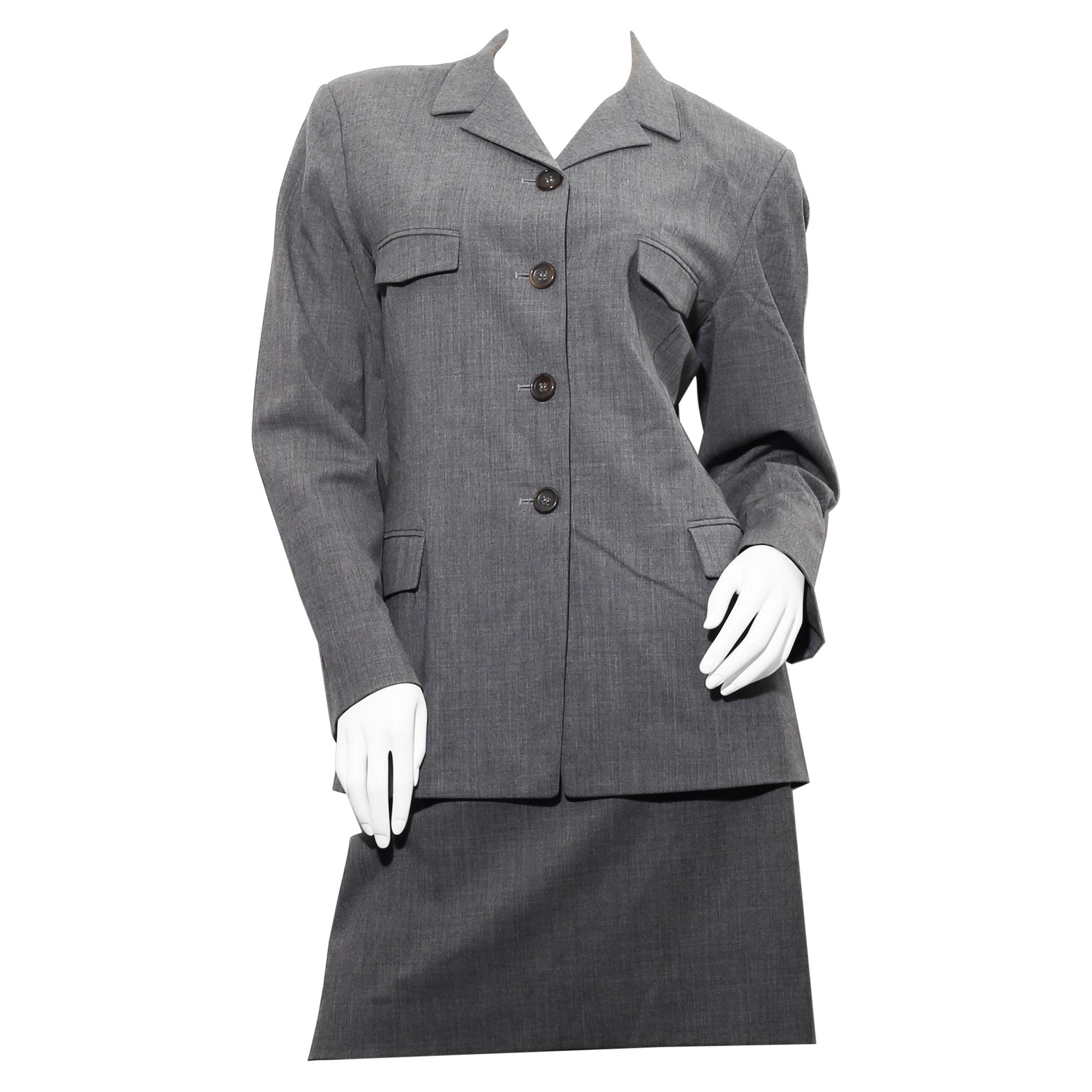 Costume de travail Timeless Grey Jil Sander en laine gelée taille 40 