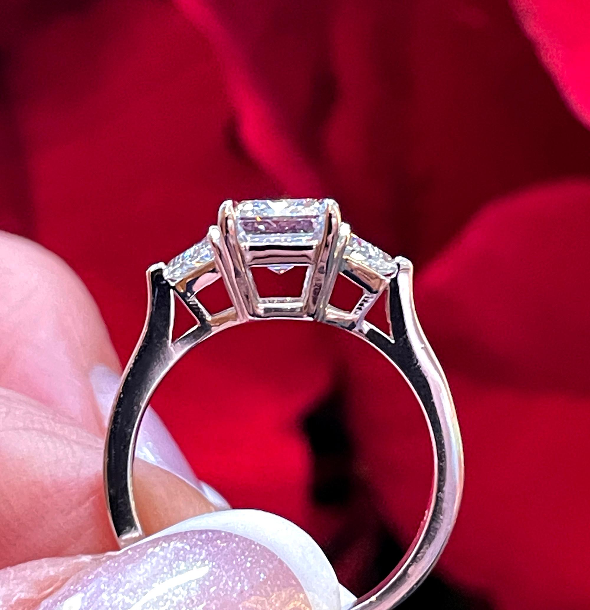 Timeless I VS2 GIA 2.62ct Emerald Cut Diamond 3 Stone Engagement