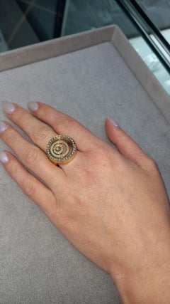 Timeless Jewellery Fashion White Diamond Yellow 18 Karat Gold Karat Spiral Ring