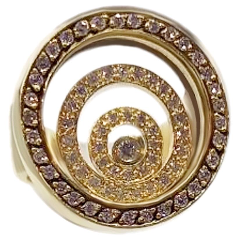 Timeless Jewellery Fashion White Diamond Yellow 18 Karat Gold Karat Spiral Ring For Sale