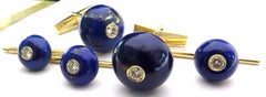 Timeless Julius Cohen Lapis Diamond 18 Karat Gold Cufflinks and Stud Set