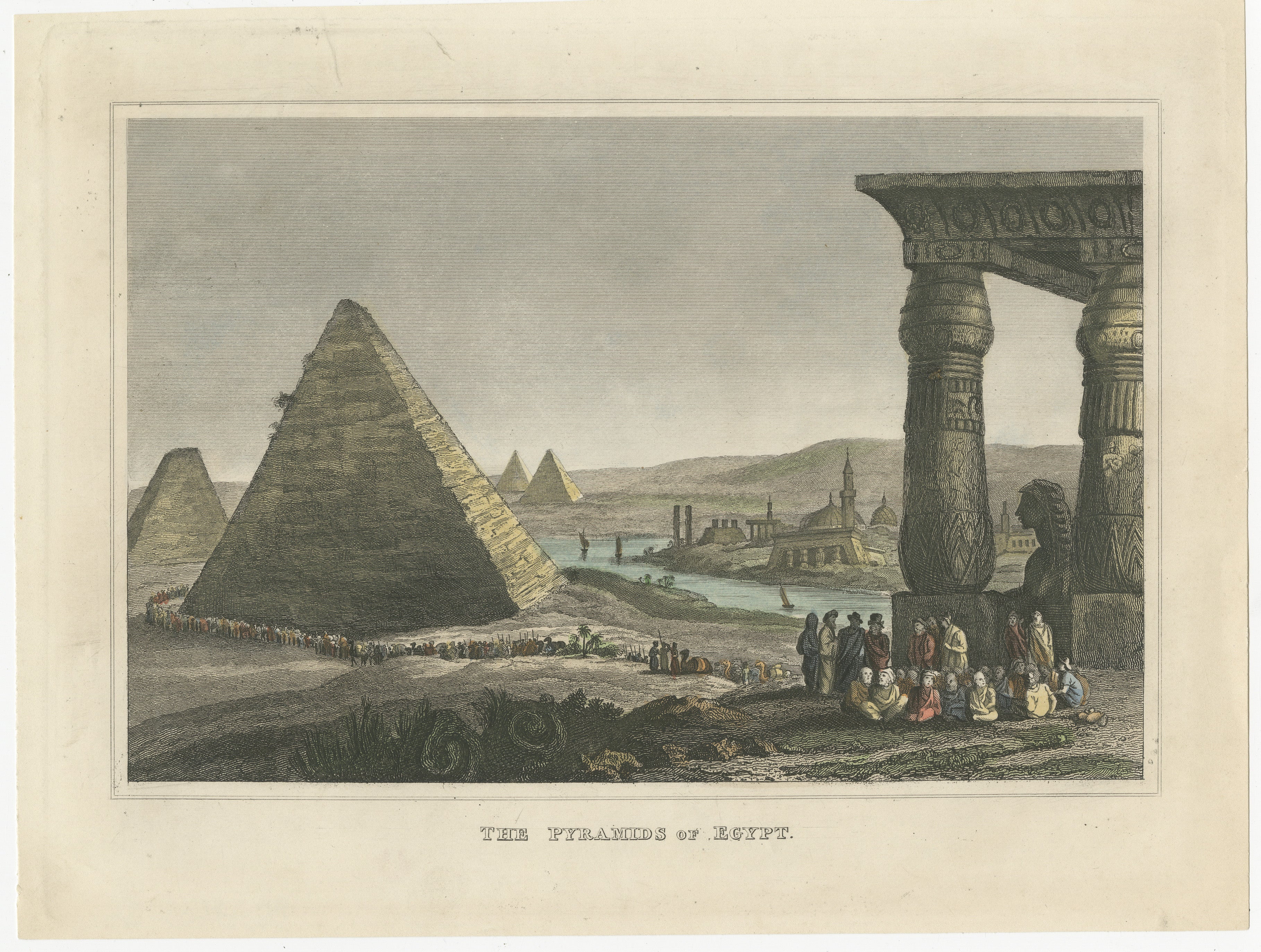 Titel: Die Pyramiden von Ägypten - Ein malerischer Kupferstich von 1828  

Beschreibung: Dieser handkolorierte Kupferstich mit dem Titel 
