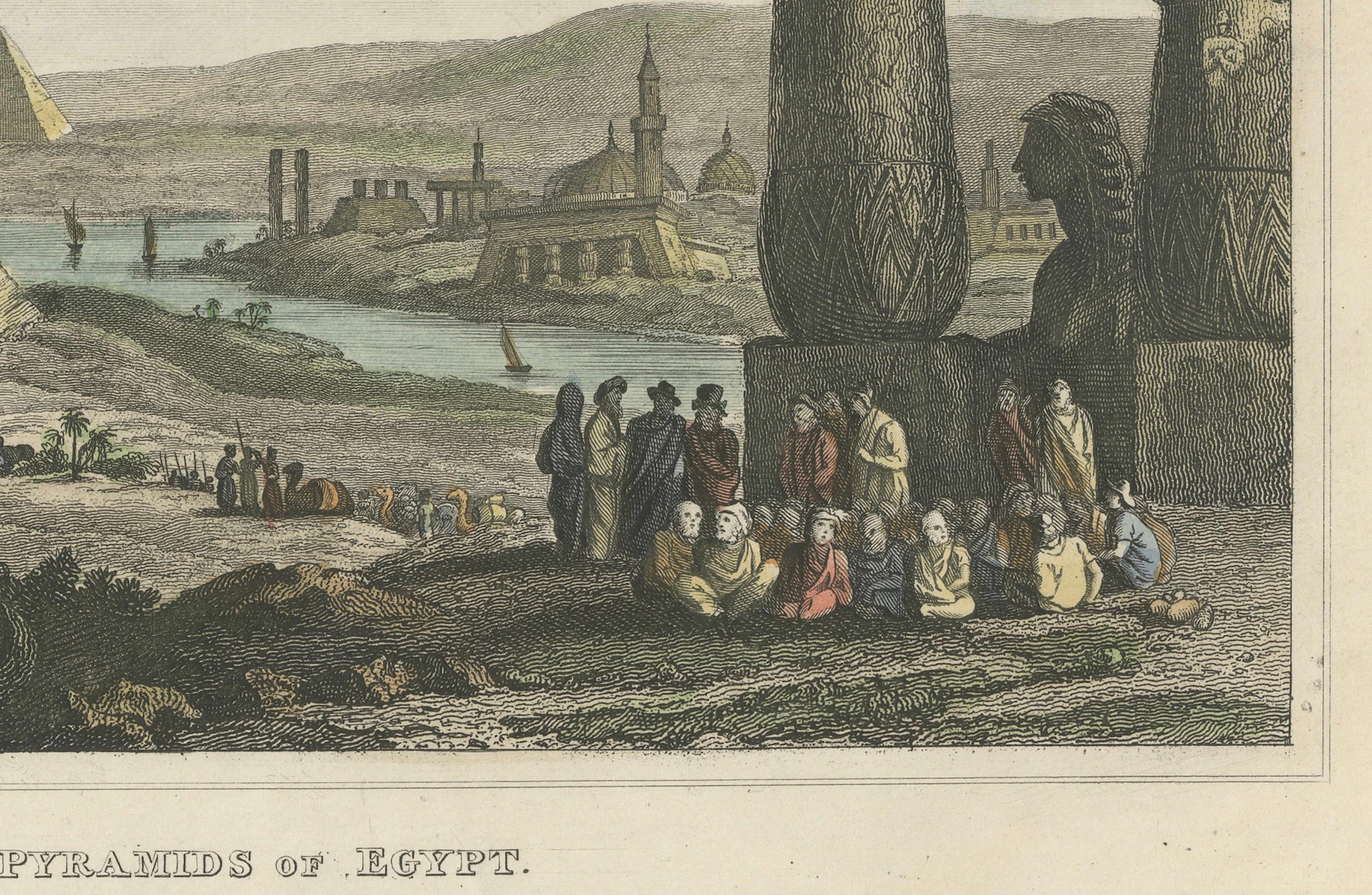 Timeless Majesty: The Pyramids of Egypt - Ein seltenes Meisterwerk von 1828 mit Kupferstich im Zustand „Gut“ im Angebot in Langweer, NL