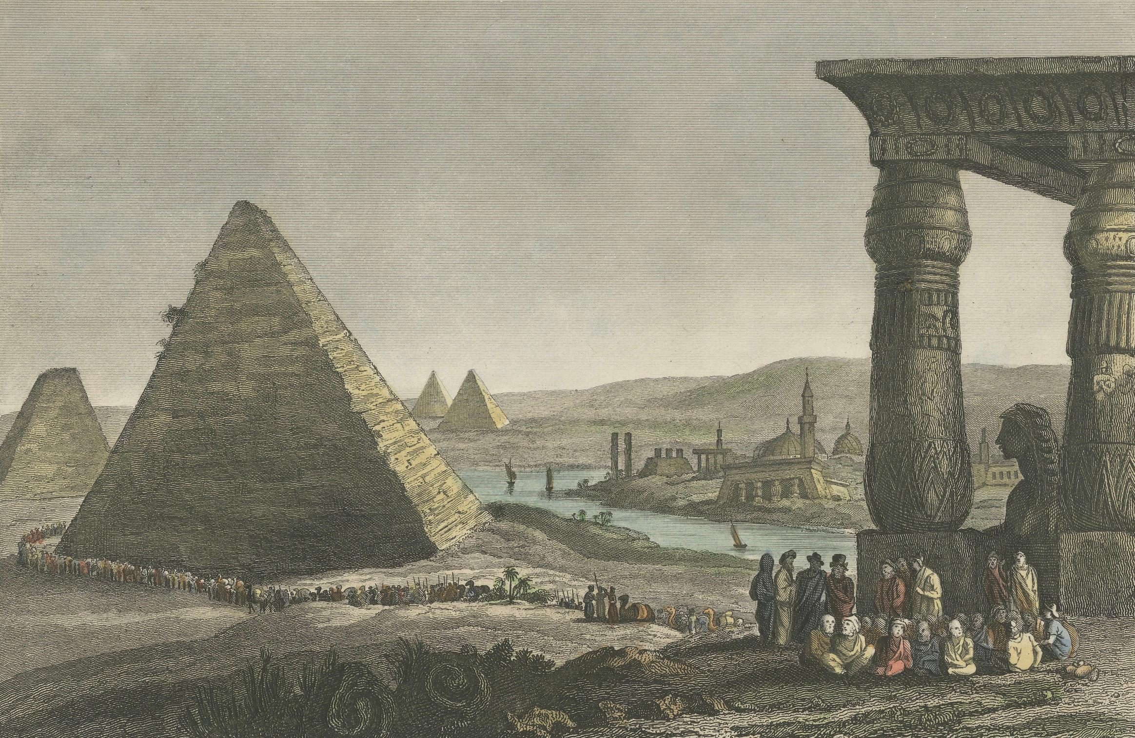 Timeless Majesty: The Pyramids of Egypt - Ein seltenes Meisterwerk von 1828 mit Kupferstich (Papier) im Angebot