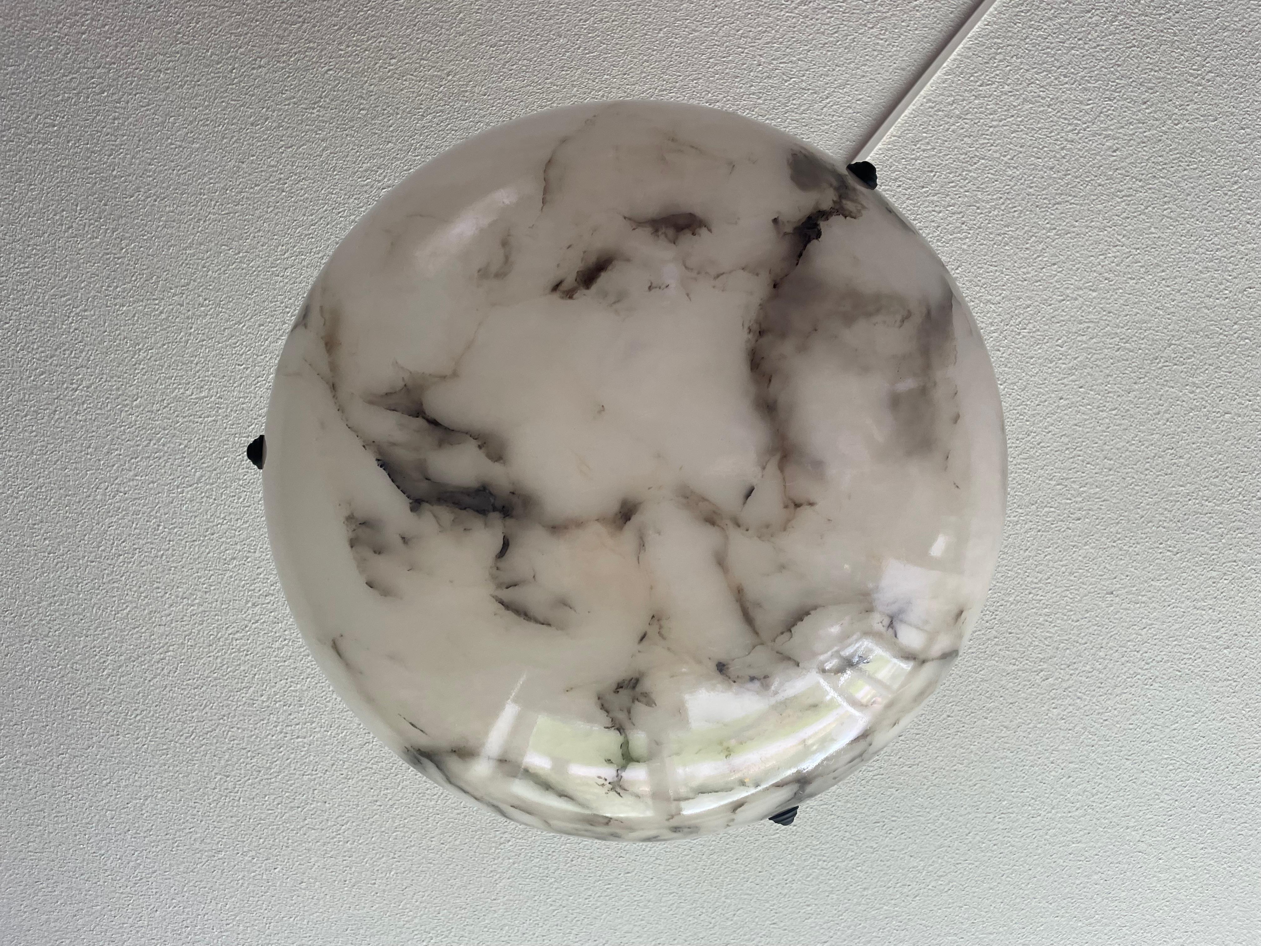 Timeless Marble-Like White & Black Good Size Alabaster Pendant Flush Mount 1920 3