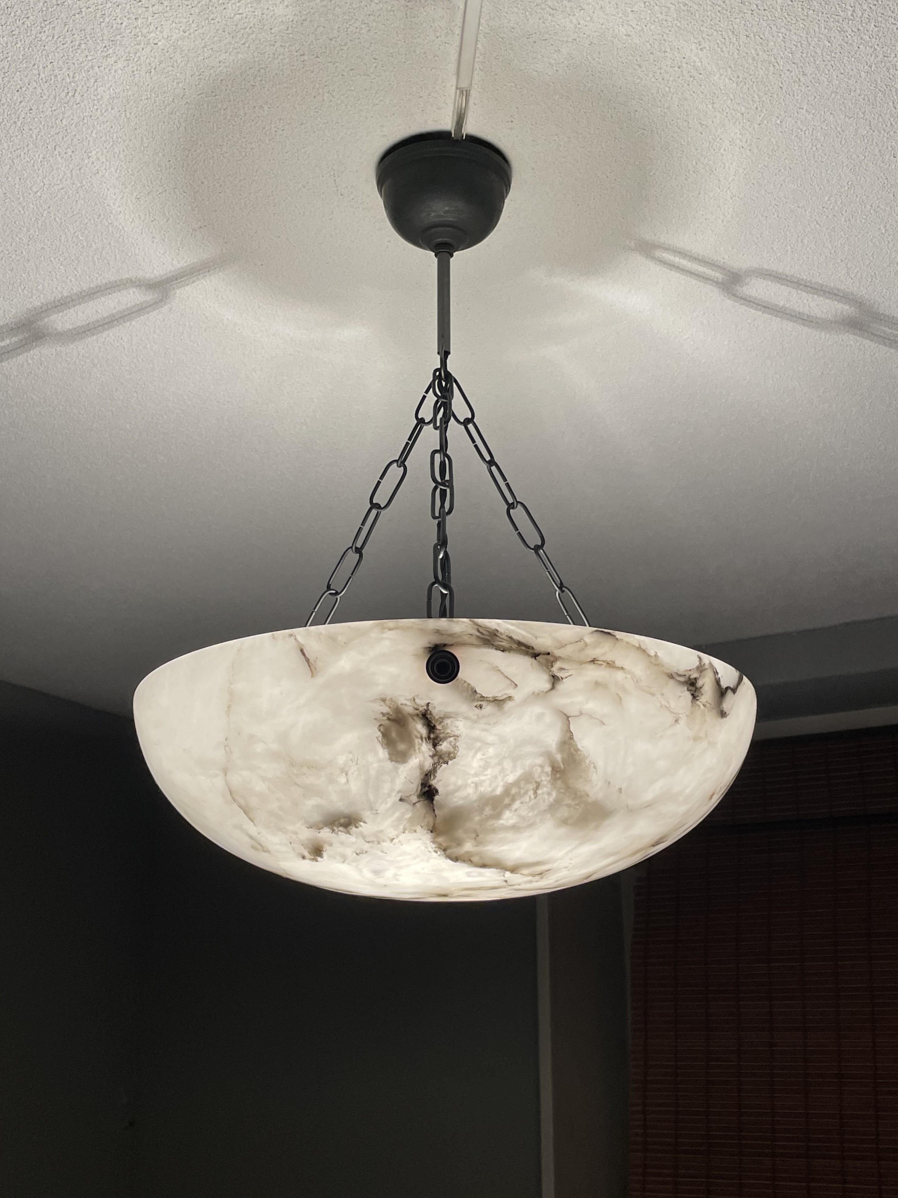 Timeless Marble-Like White & Black Good Size Alabaster Pendant Flush Mount 1920 6