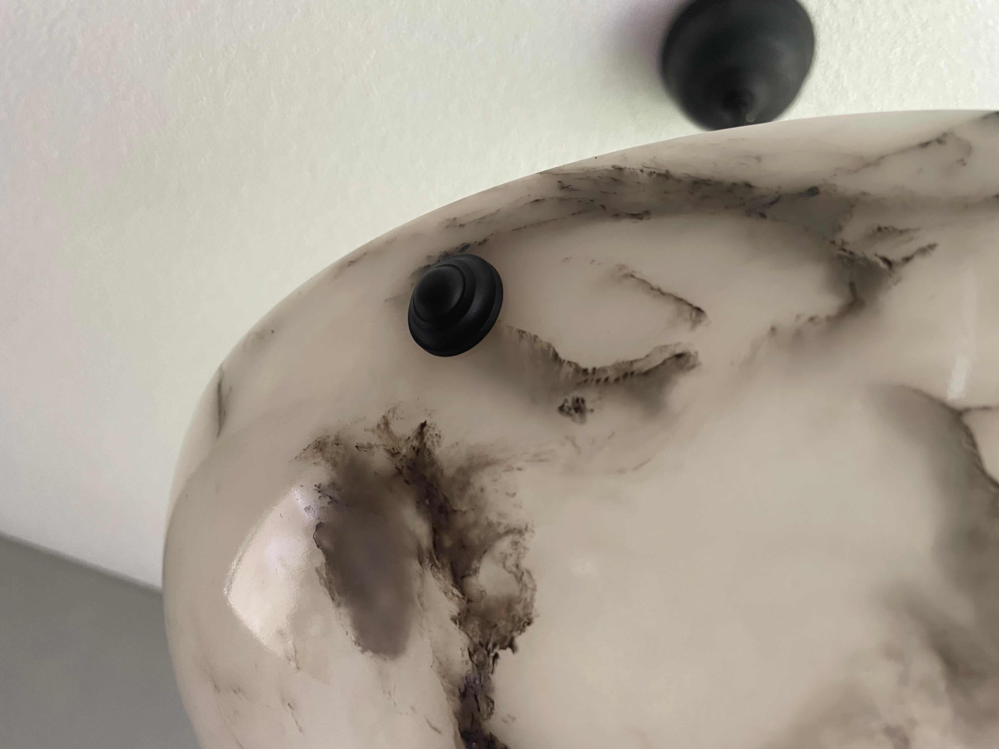 Timeless Marble-Like White & Black Good Size Alabaster Pendant Flush Mount 1920 9