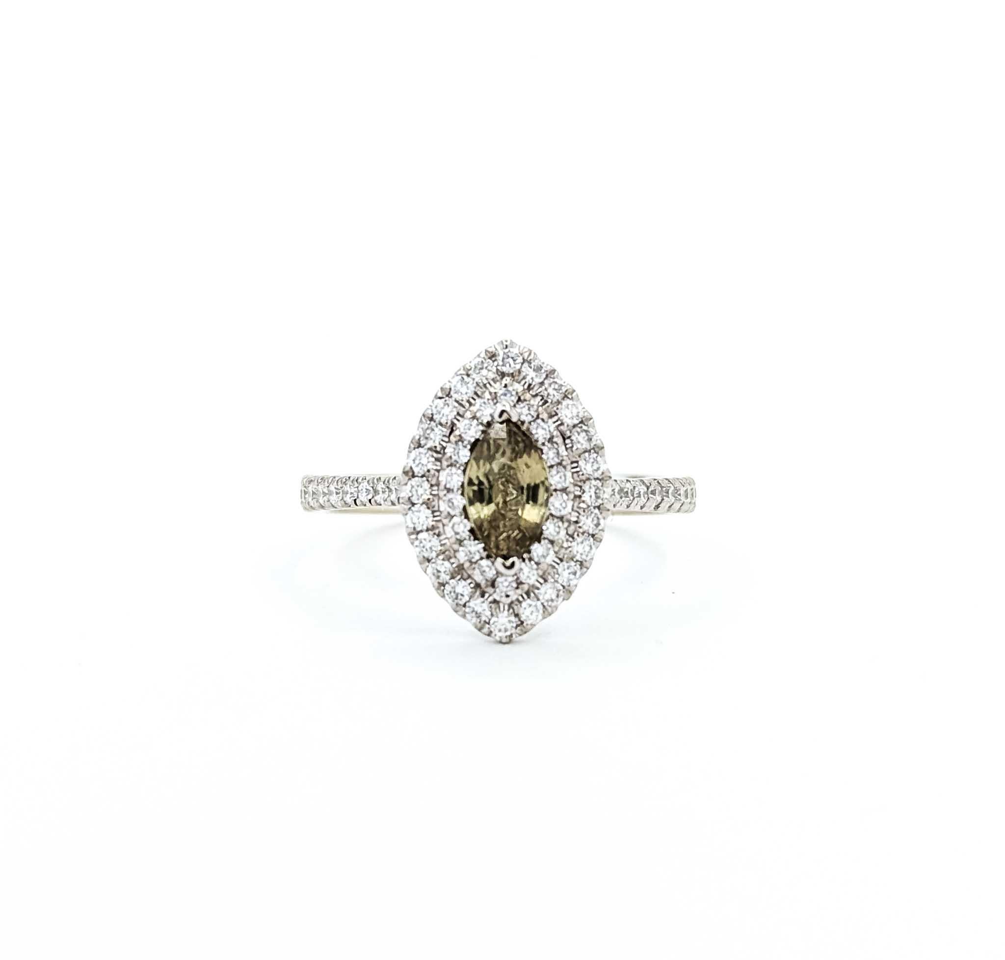 Timeless Marquise Alexandrite and Diamond Ring in 18k White Gold For Sale 6