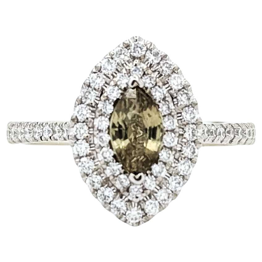 Timeless Marquise Alexandrite and Diamond Ring in 18k White Gold